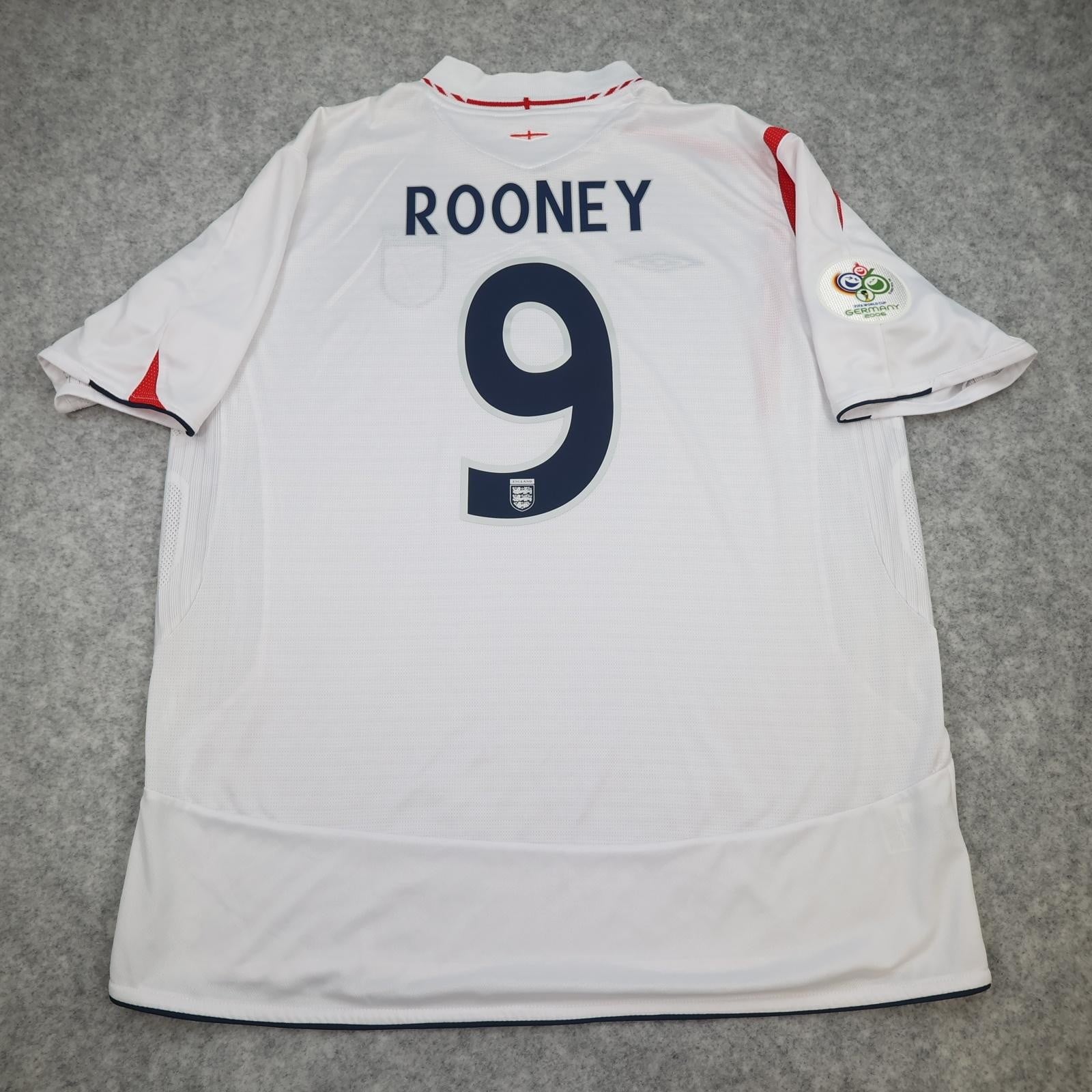 Vintage England Home Shirt Mens 2XL White 2005 2007 Football Umbro Rooney 9