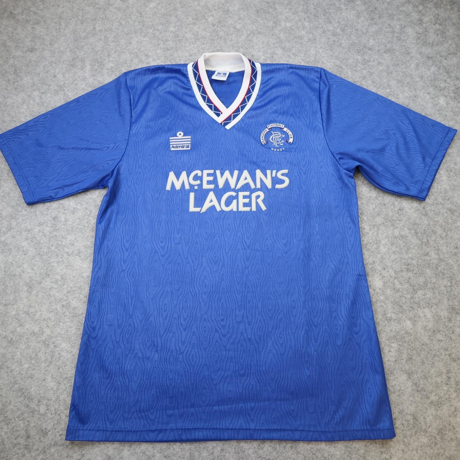 Vintage Rangers Shirt Mens Medium Blue Home 1990 1992 Admiral McEwan's Lager