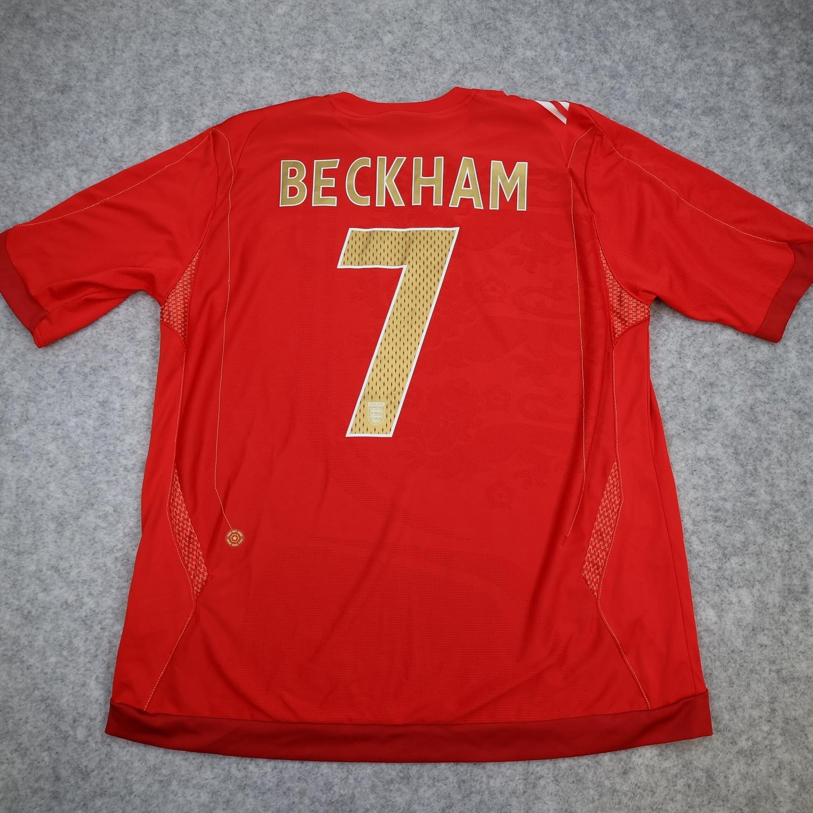 England Away Shirt Mens XL Red 2006 2008 Football Umbro Beckham 7 Jersey Top