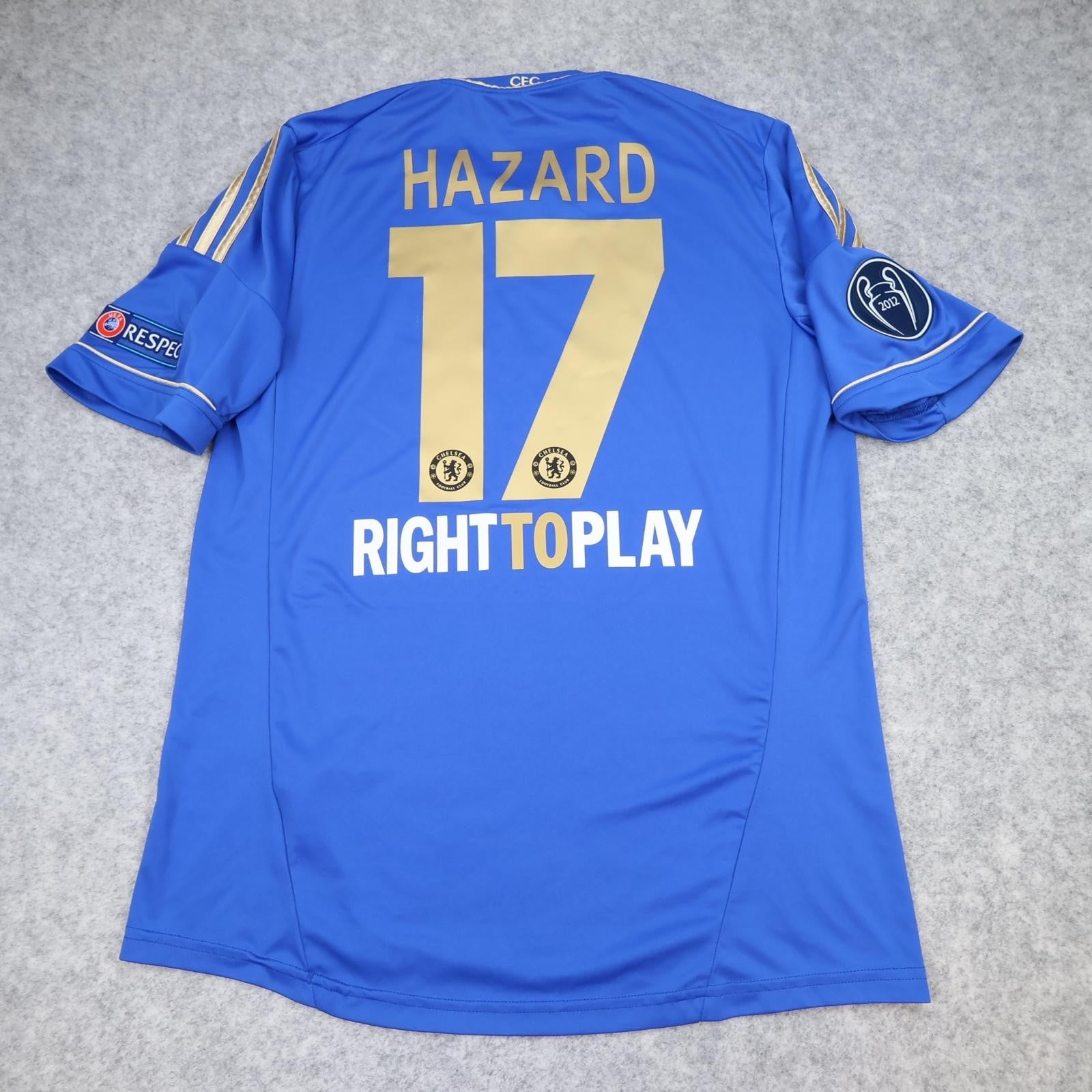 Chelsea Shirt Mens Large Blue Home 2012 2013 Adidas Hazard 17 Soccer Jersey