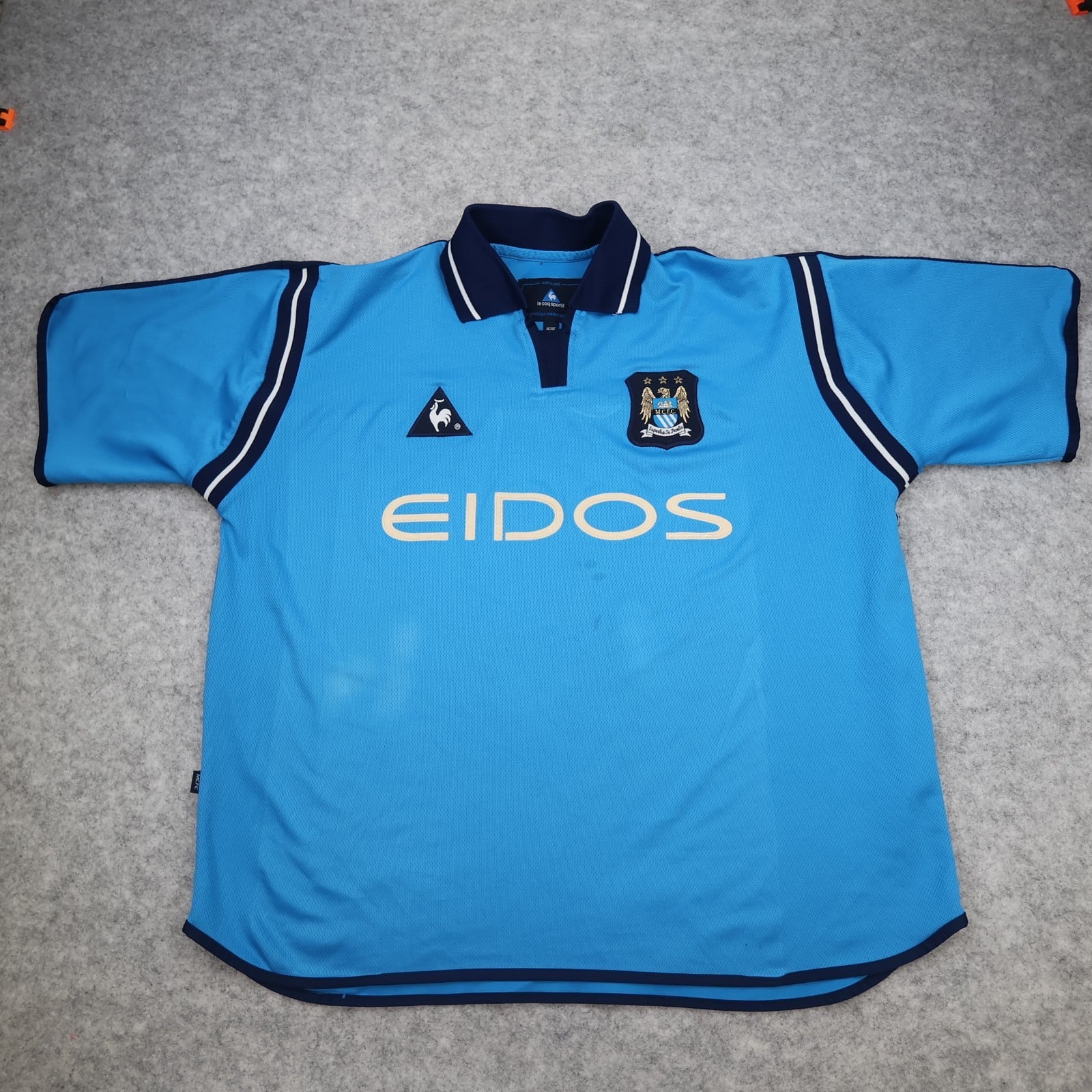 Manchester City Shirt Extra Large Blue Home Kit 2001 2002 Le Coq Sportif Jersey