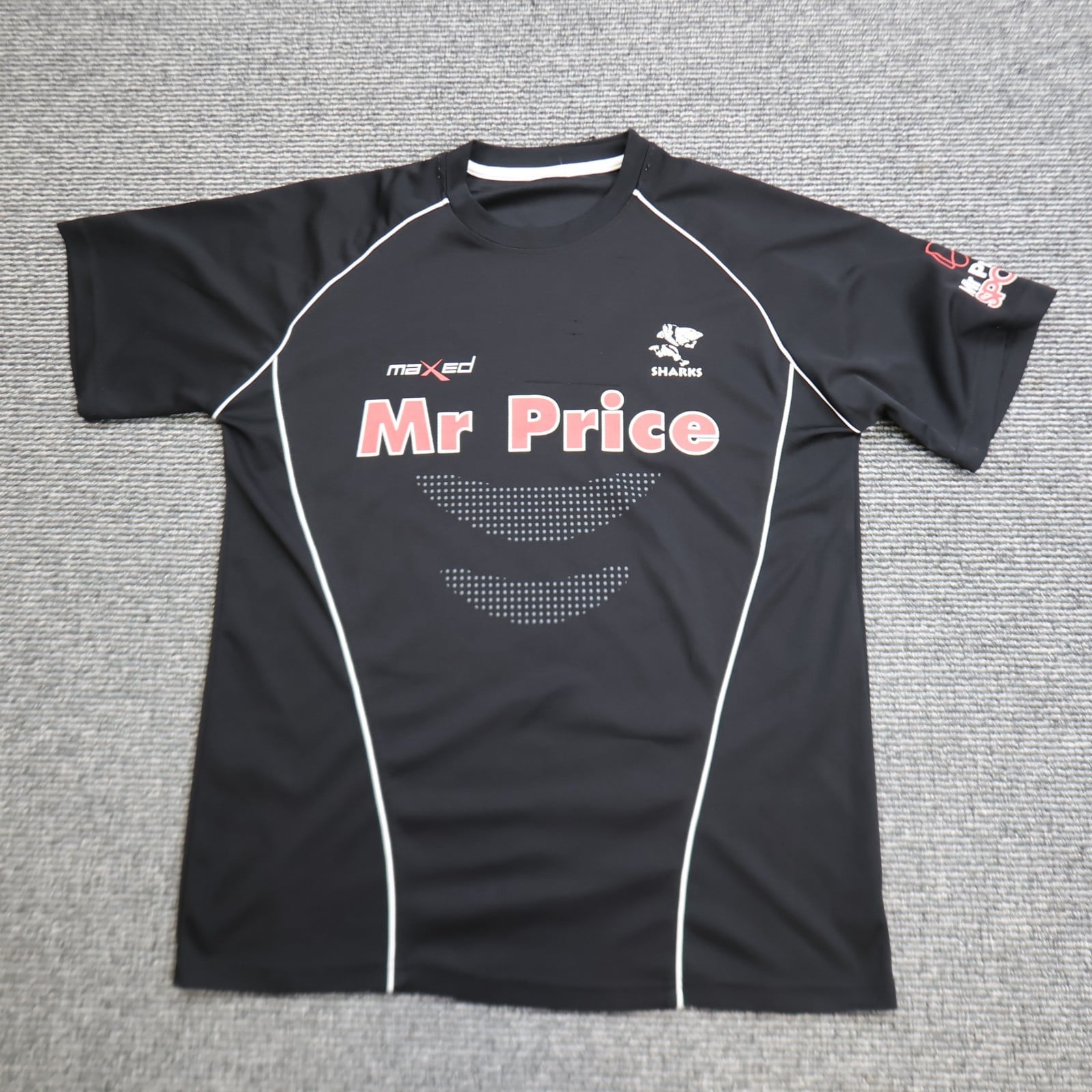 Sharks Rugby Shirt Large Black Away Jersey 2013 Maxed Jersey Medium