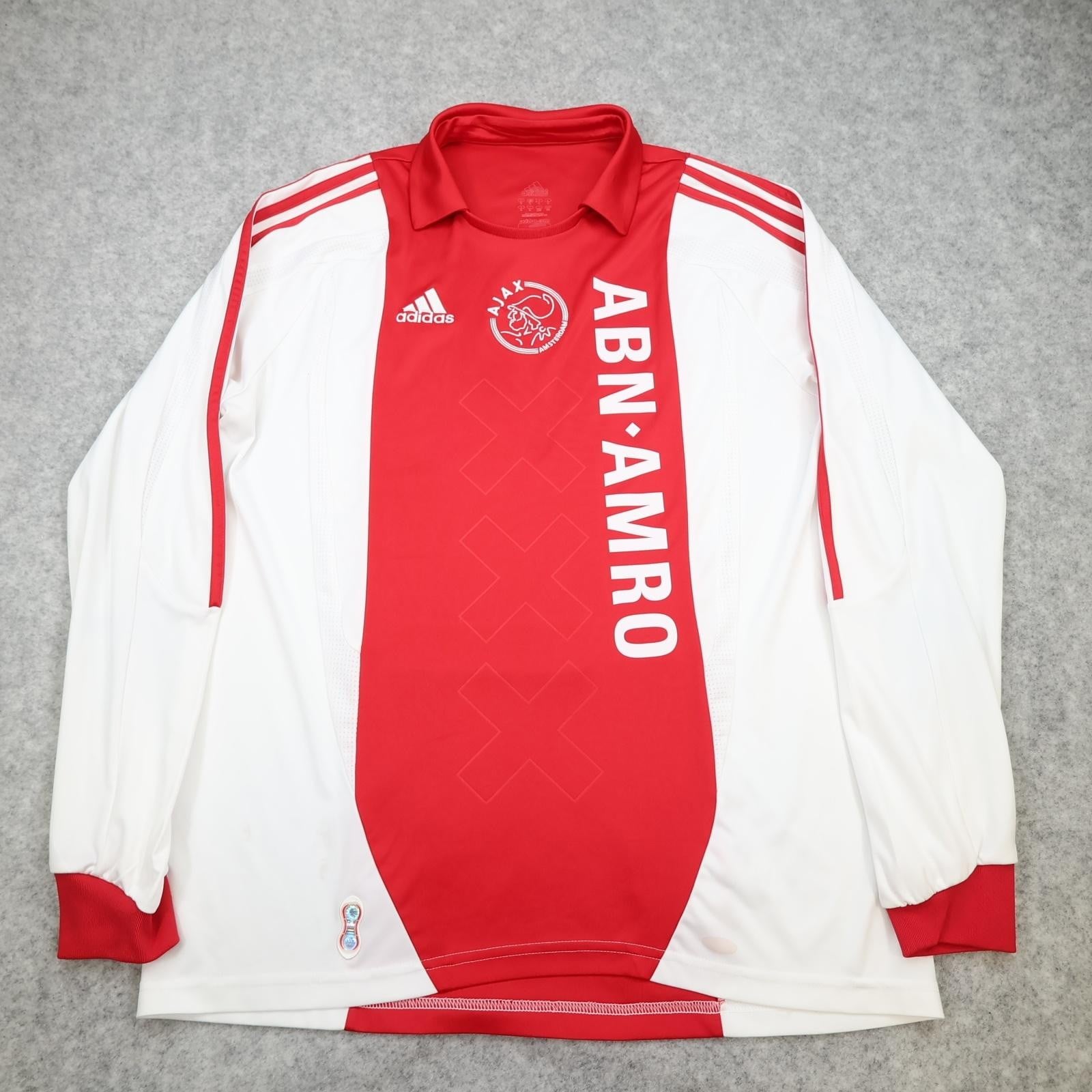 Ajax Shirt Mens Large White Red Long Sleeve 2006 2007 Adidas ABN AMRO Jersey