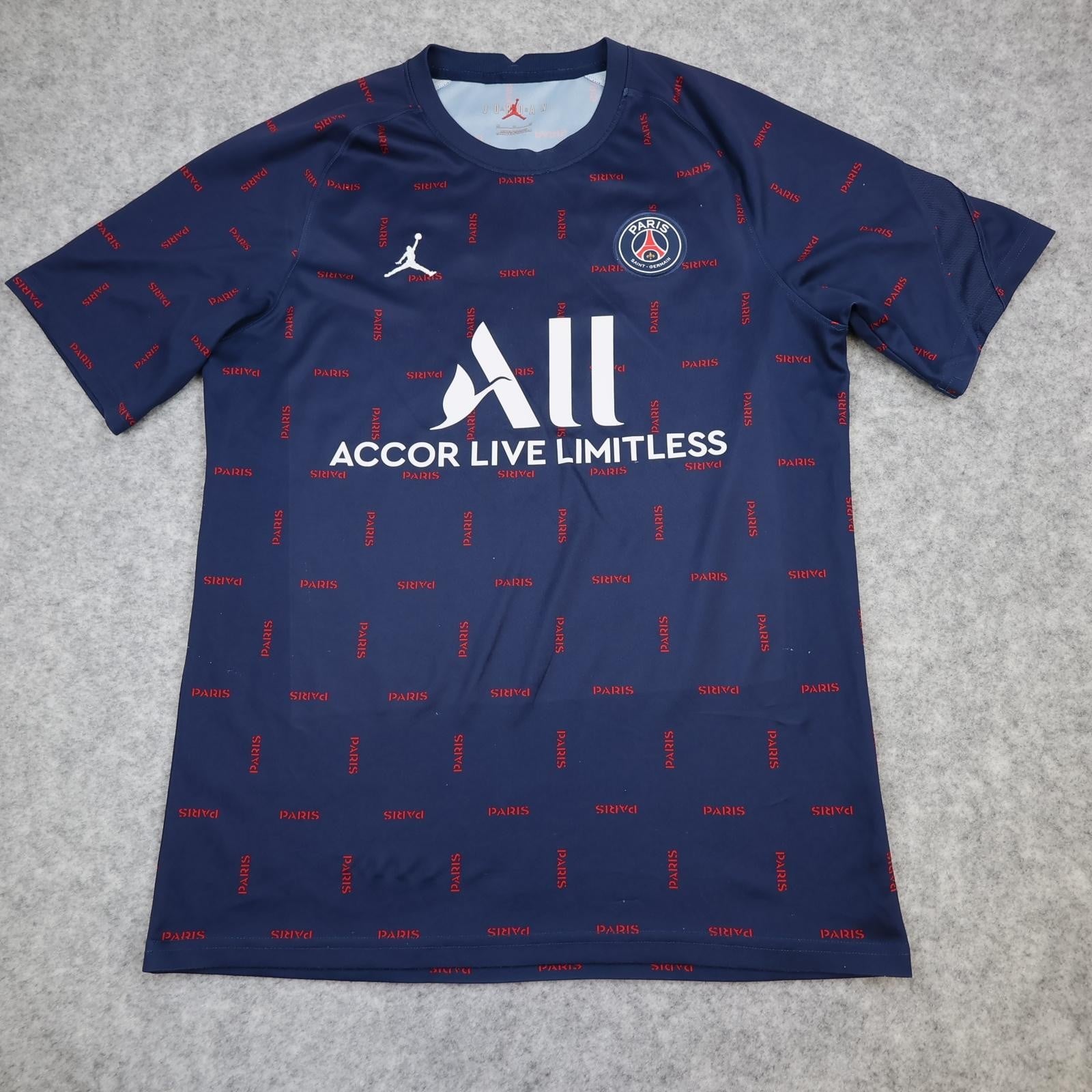 Paris Saint-Germain Shirt Mens Medium Blue Football Nike Jordan ALL Sponsor