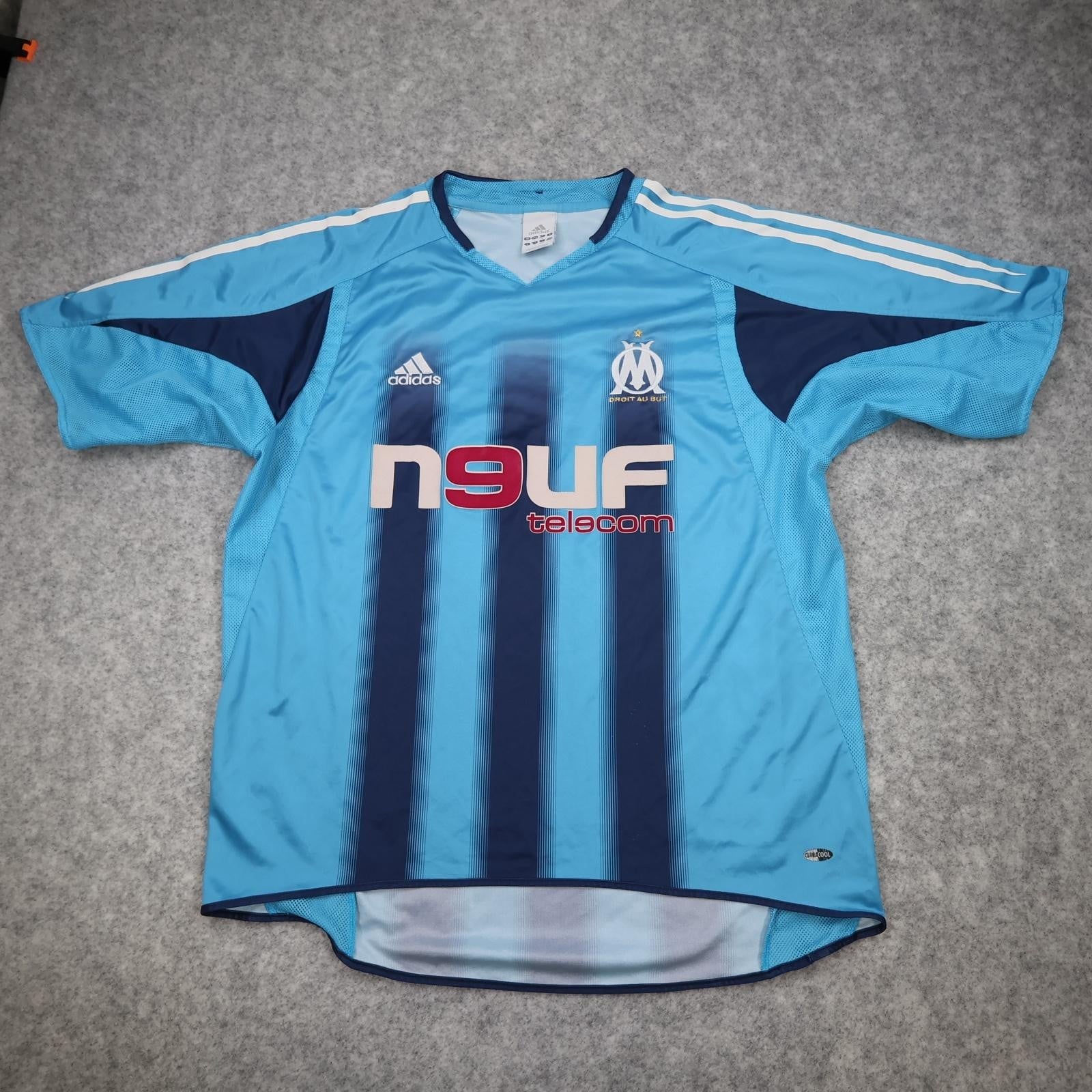 Olympique Marseille Shirt Mens Large Blue Away 2004 2005 Adidas Soccer Jersey