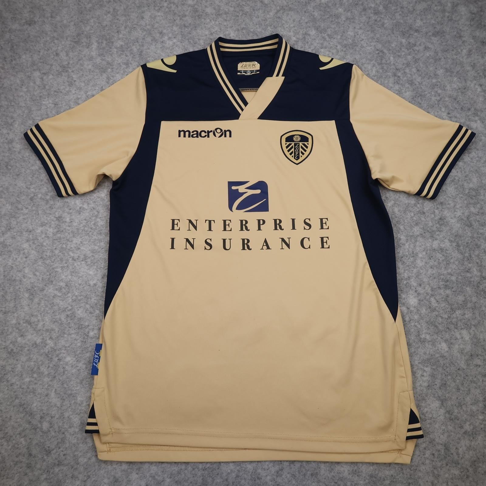 Leeds United Away Shirt Mens Small Beige 2013 2014 Football Macron Enterprise