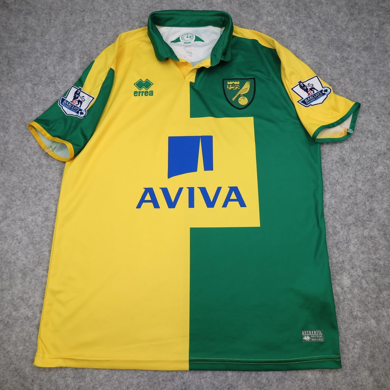 Norwich City Shirt Mens XL Home Kit 2015 2016 Football Errea AVIVA Jersey