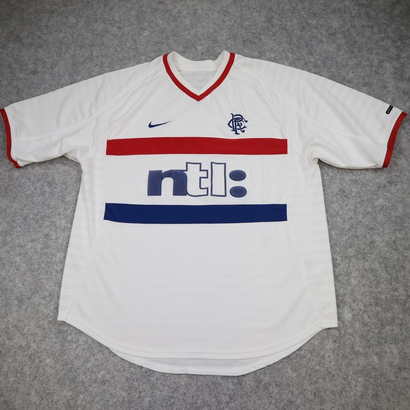 Vintage Rangers Shirt Mens Large White Away 2000 2001 Nike Ntl Soccer Jersey 00s