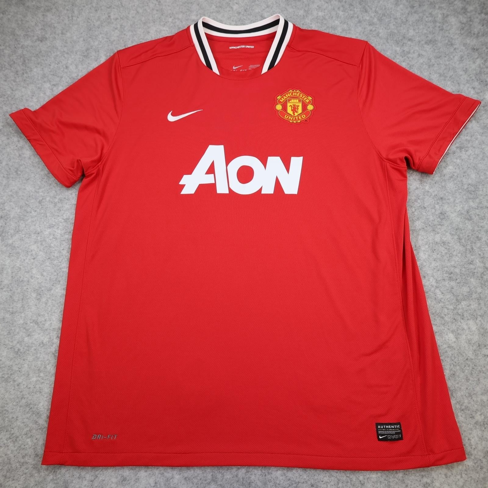 Manchester United Shirt Mens 2XL Red Home 2011 2012 EPL Football Nike AON Jersey