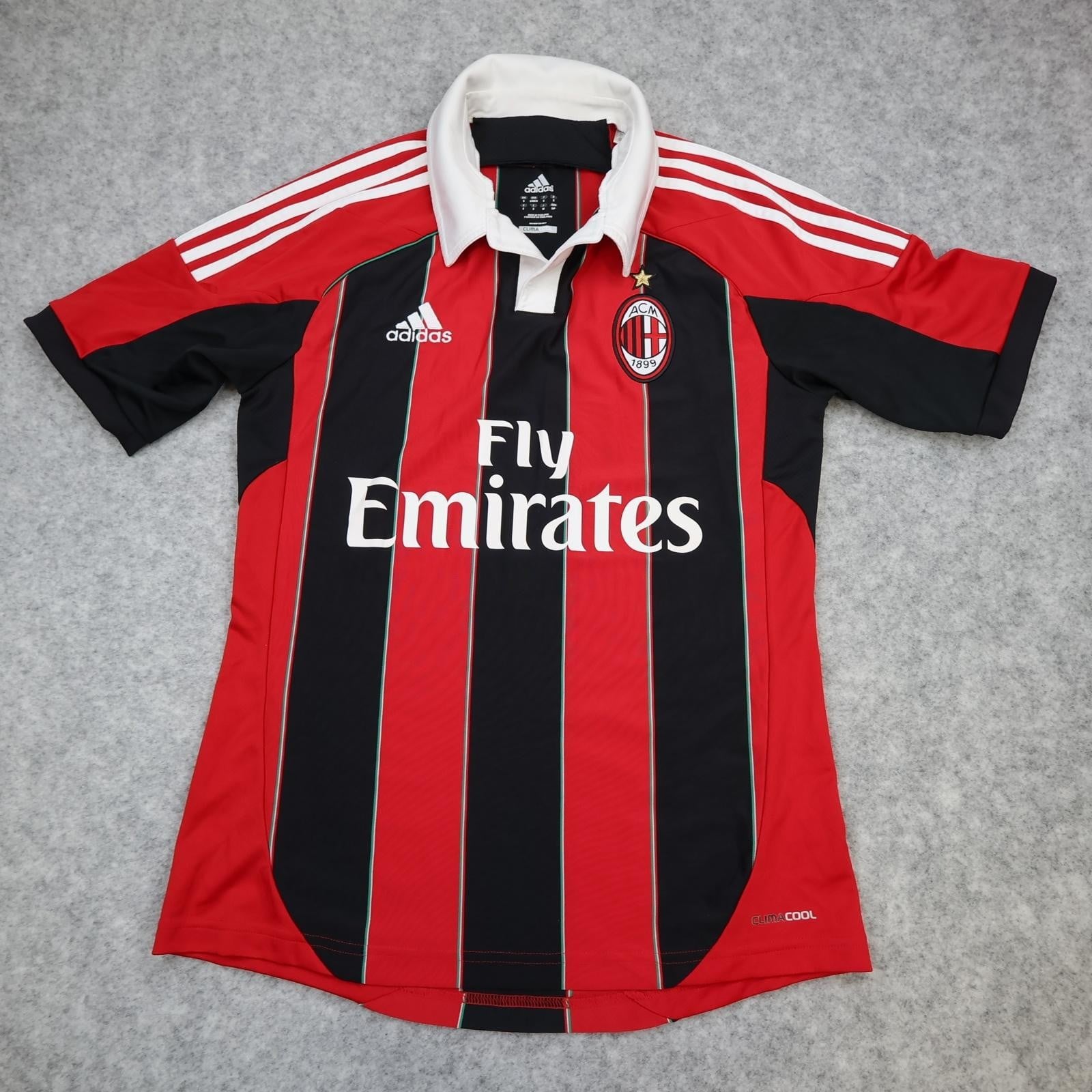 AC Milan Shirt Mens Small Red Black Home 2012 2013 Football Adidas Fly Emirates