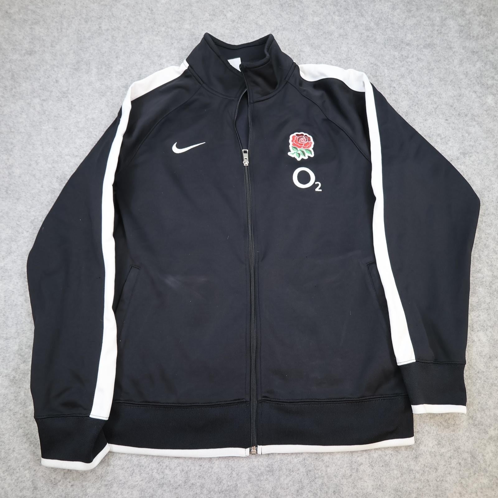 England Rugby Tracksuit Jacket Mens Large Black Rugby Union Nike O2 Top