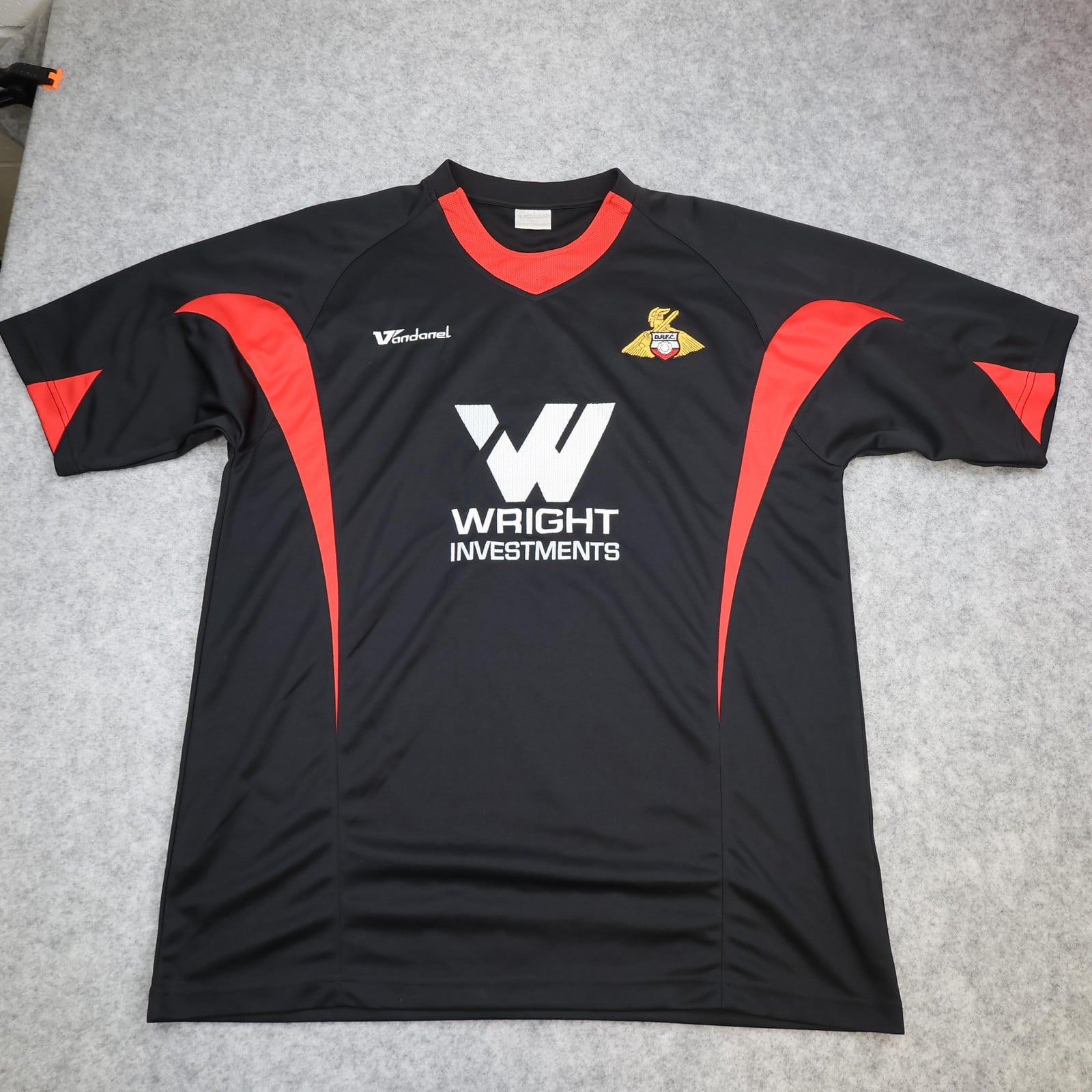 Doncaster Rovers Away Shirt Mens XL Black Red Football Vandanel 2008 2010