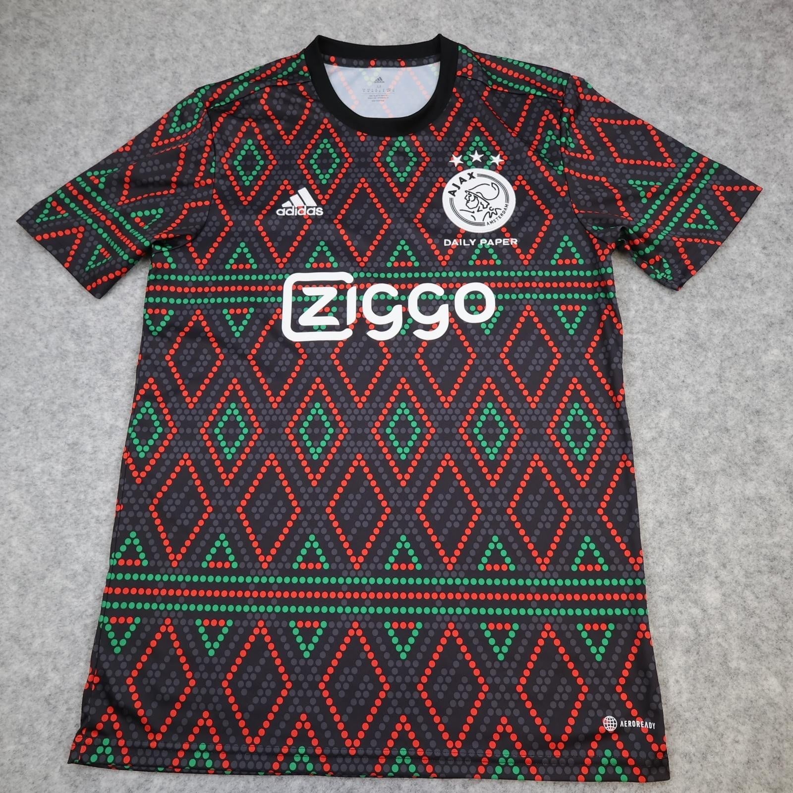 Ajax Shirt Mens Medium Black Daily Paper 2022 2023 Football Adidas Ziggo Jersey