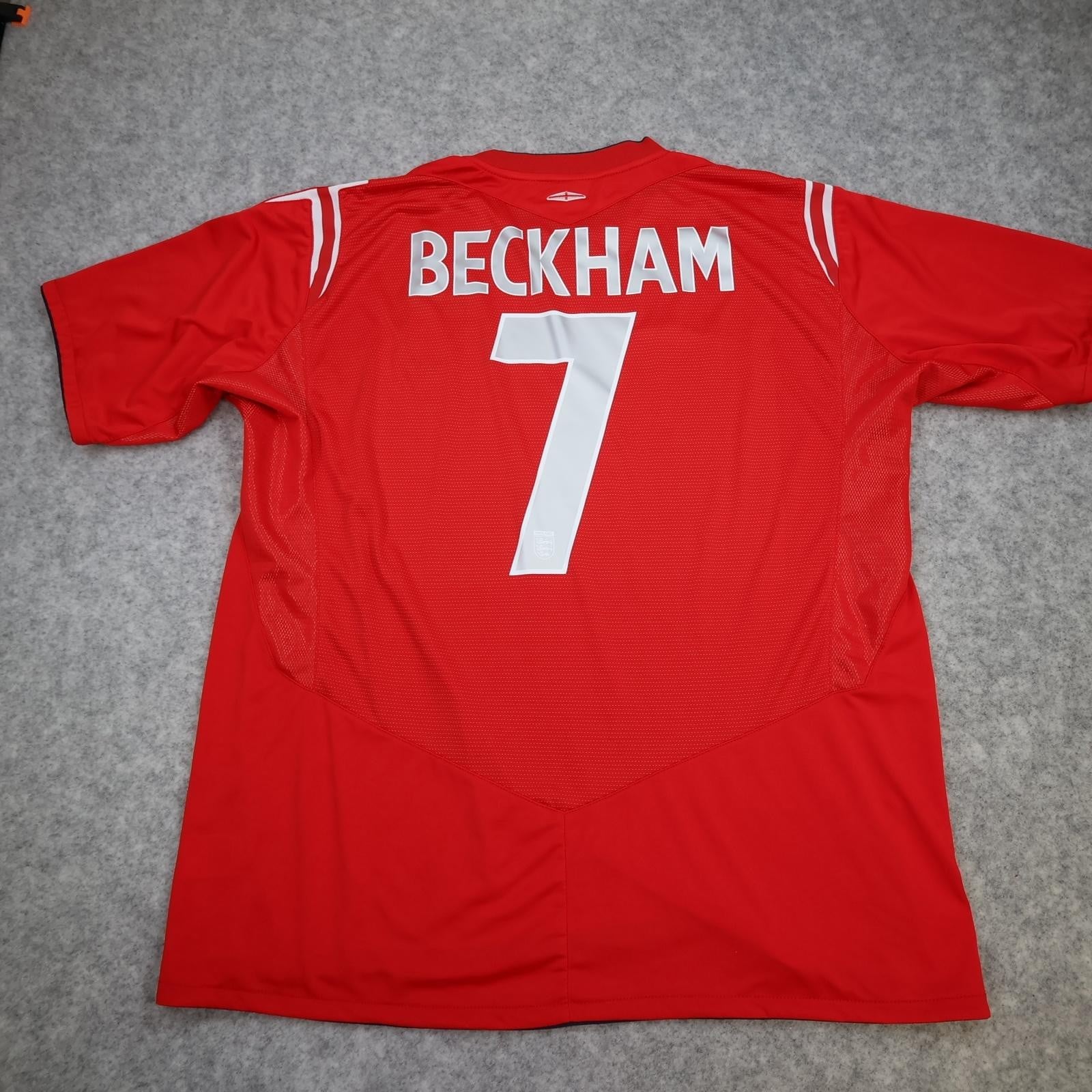 Vintage England Away Shirt Mens 2XL Red 2004 2006 Football Umbro Beckham 7