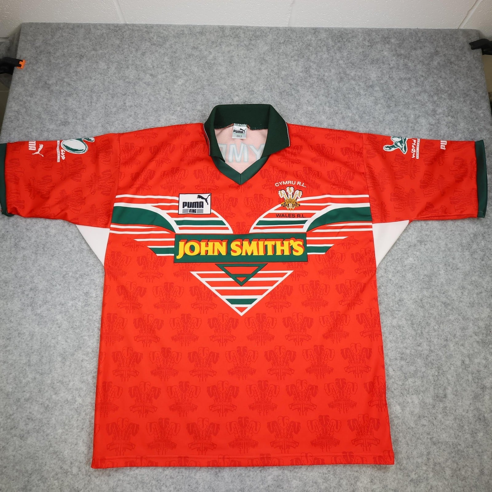 Vintage Wales Rugby League Shirt Mens XL Red Puma 1995 John Smith's Jersey