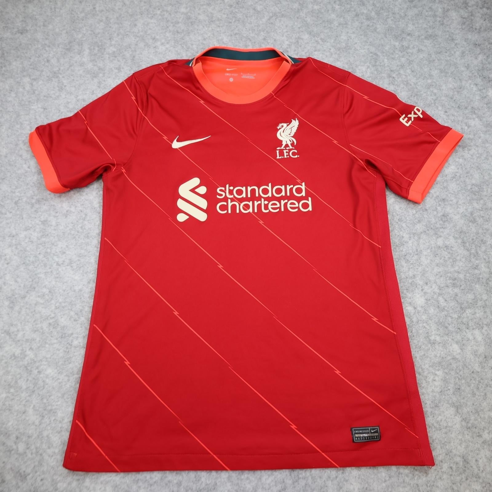Liverpool Shirt Mens Medium Red Home 2021 2022 Nike Standard Chartered