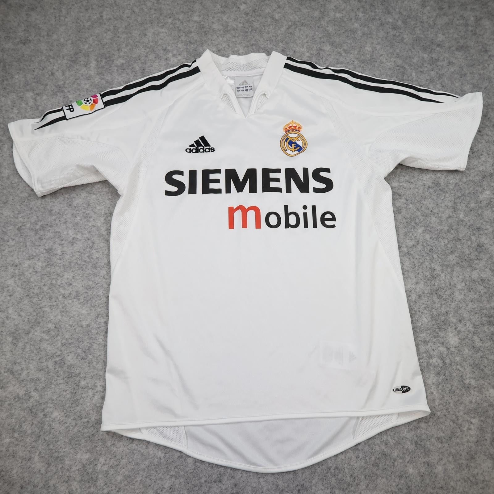 Vintage Real Madrid Shirt Youths 14-15 White 2004 2005 Adidas Siemens Mobile