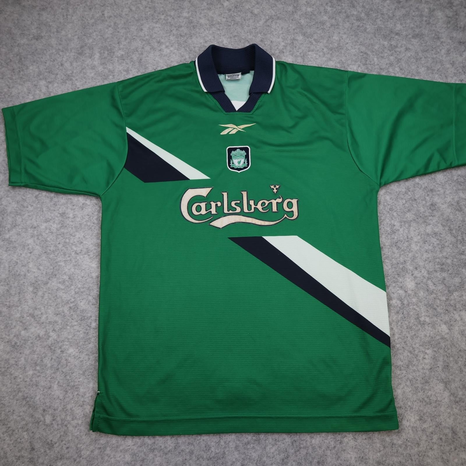 Vintage Liverpool Away Shirt Mens Small Green 1999 2001 Reebok Carlsberg