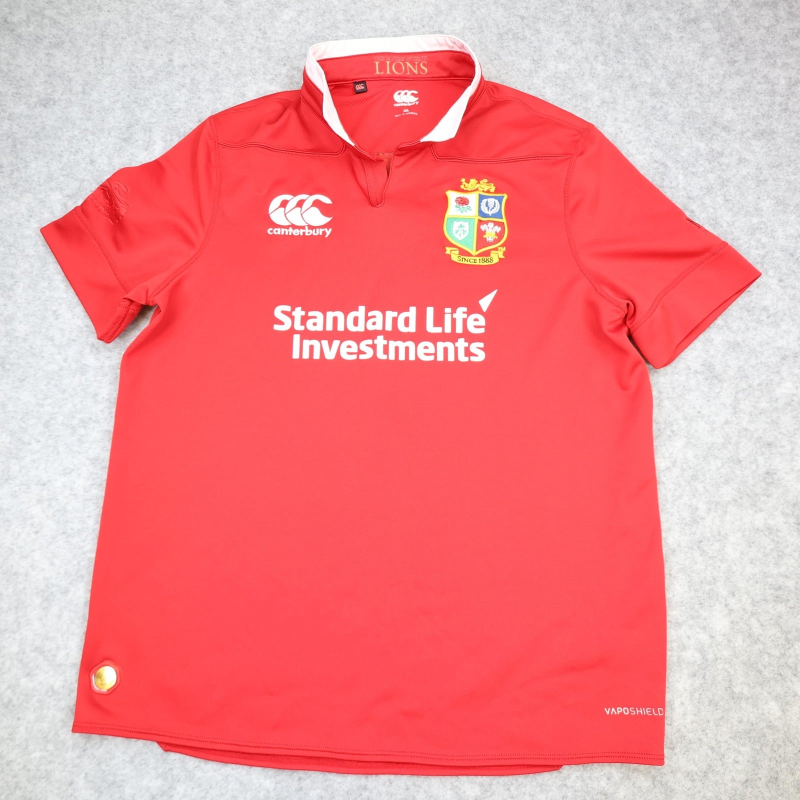 British & Irish Lions Shirt Mens XL Red Rugby Union Jersey Canterbury Vaposhield