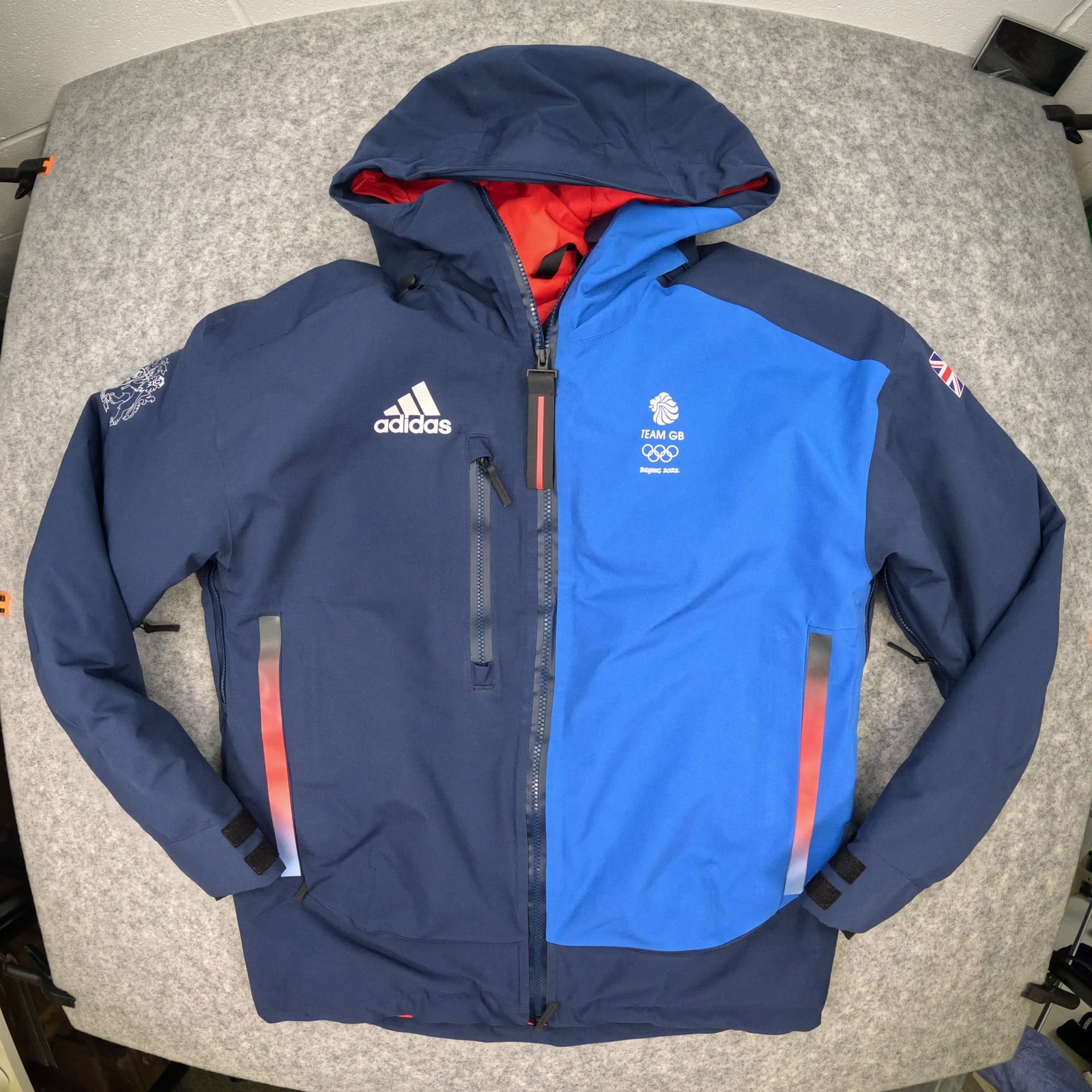 Team GB Hooded Jacket Medium Blue Beijing 2022 adidas Long Sleeve Zip Gore-Tex