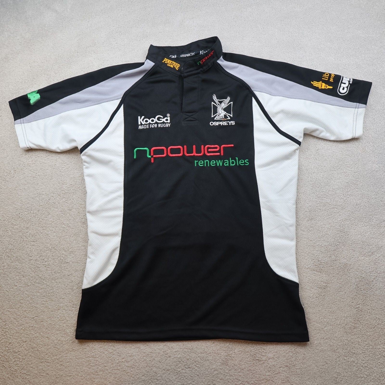 Ospreys Rugby Shirt Medium Black Away Jersey 2006 2007 Kooga Jersey 42"