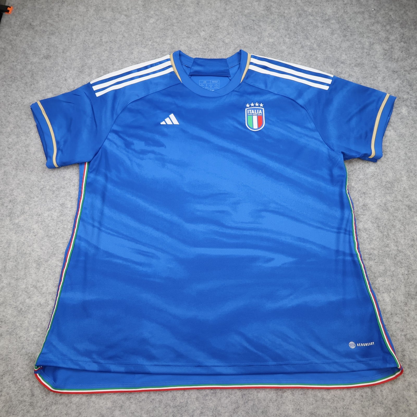 Italy Home Shirt Mens 2XL Blue Football Adidas AEROREADY Jersey FIGC Top