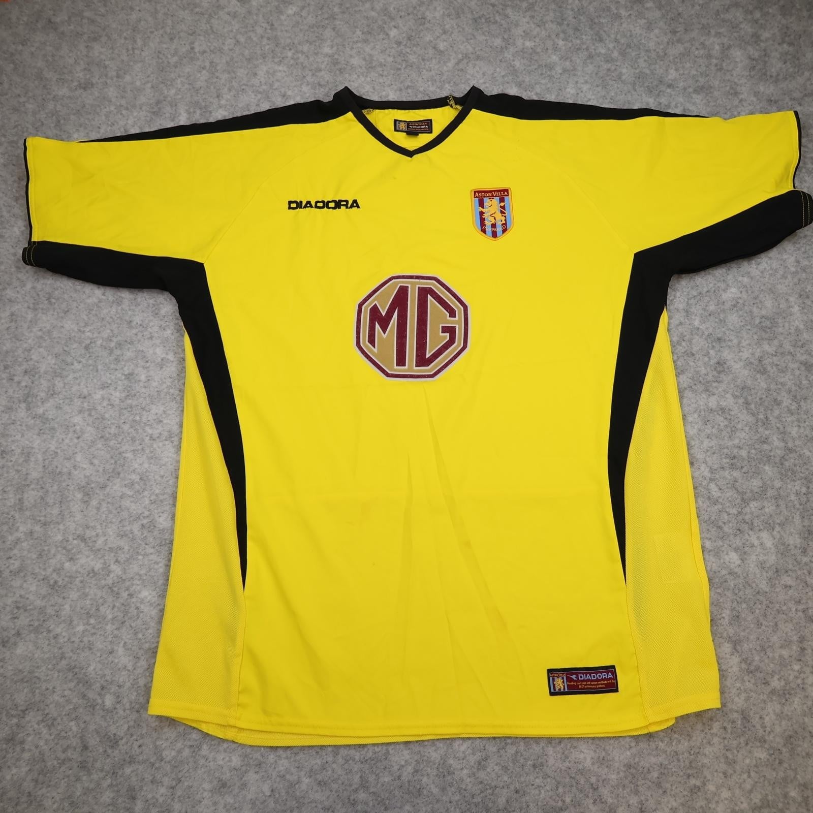 Vintage Aston Villa Shirt Mens Medium Yellow Away 2003 2004 Diadora MG Jersey