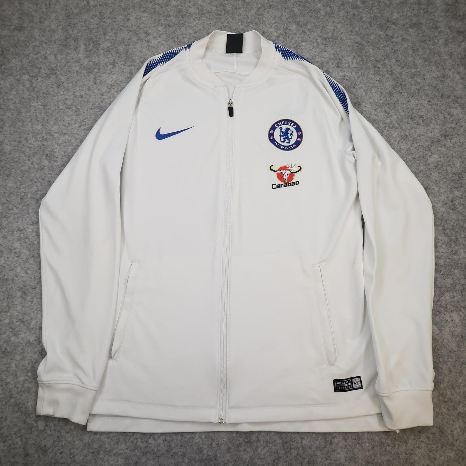 Chelsea FC Jacket Mens Medium White Blue 2017 2018 EPL Football Nike Dri Fit