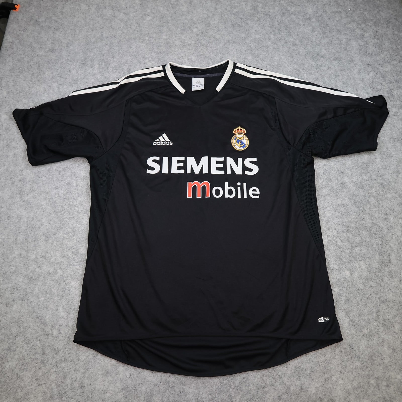 Vintage Real Madrid Shirt Mens Large Black Away 2003 2004 Adidas Siemens Mobile