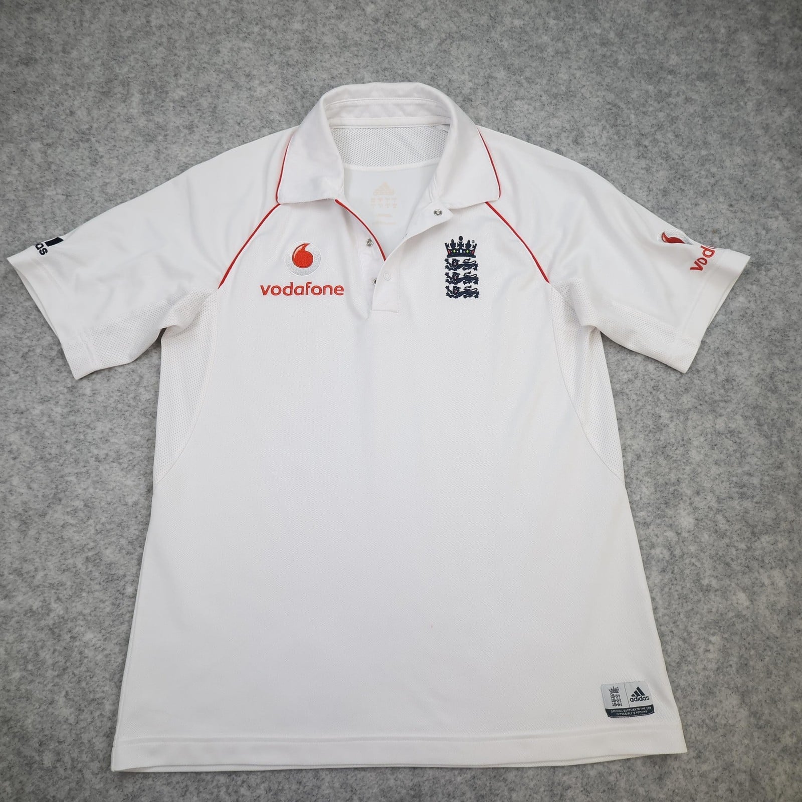 England Cricket Shirt Mens Small White Adidas 2008 2010 ECB Cricket Jersey