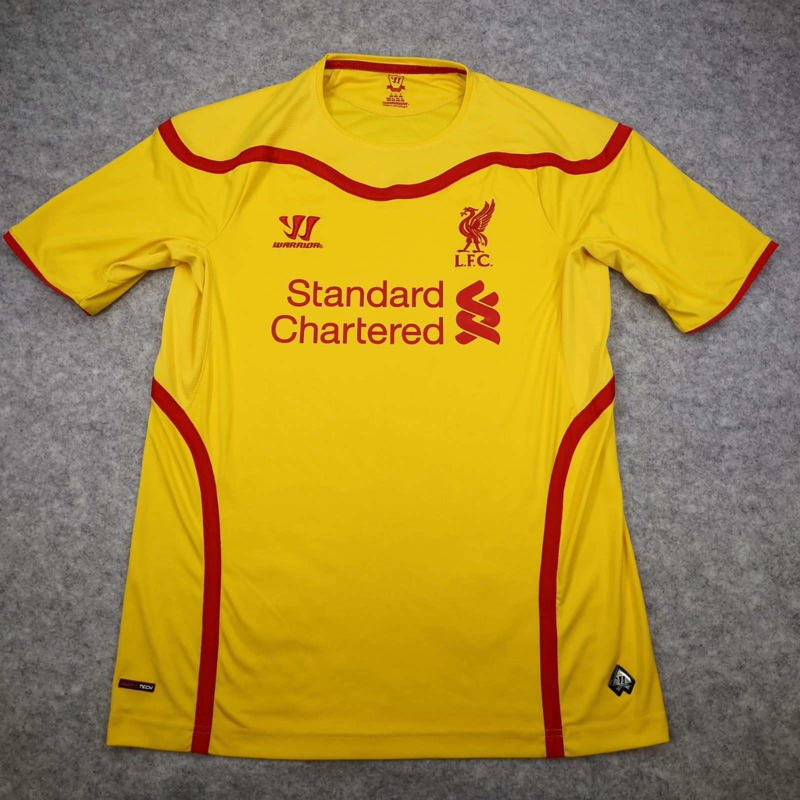 Liverpool Shirt Large Yellow Away Kit 2014 2015 Warrior Soccer Jersey