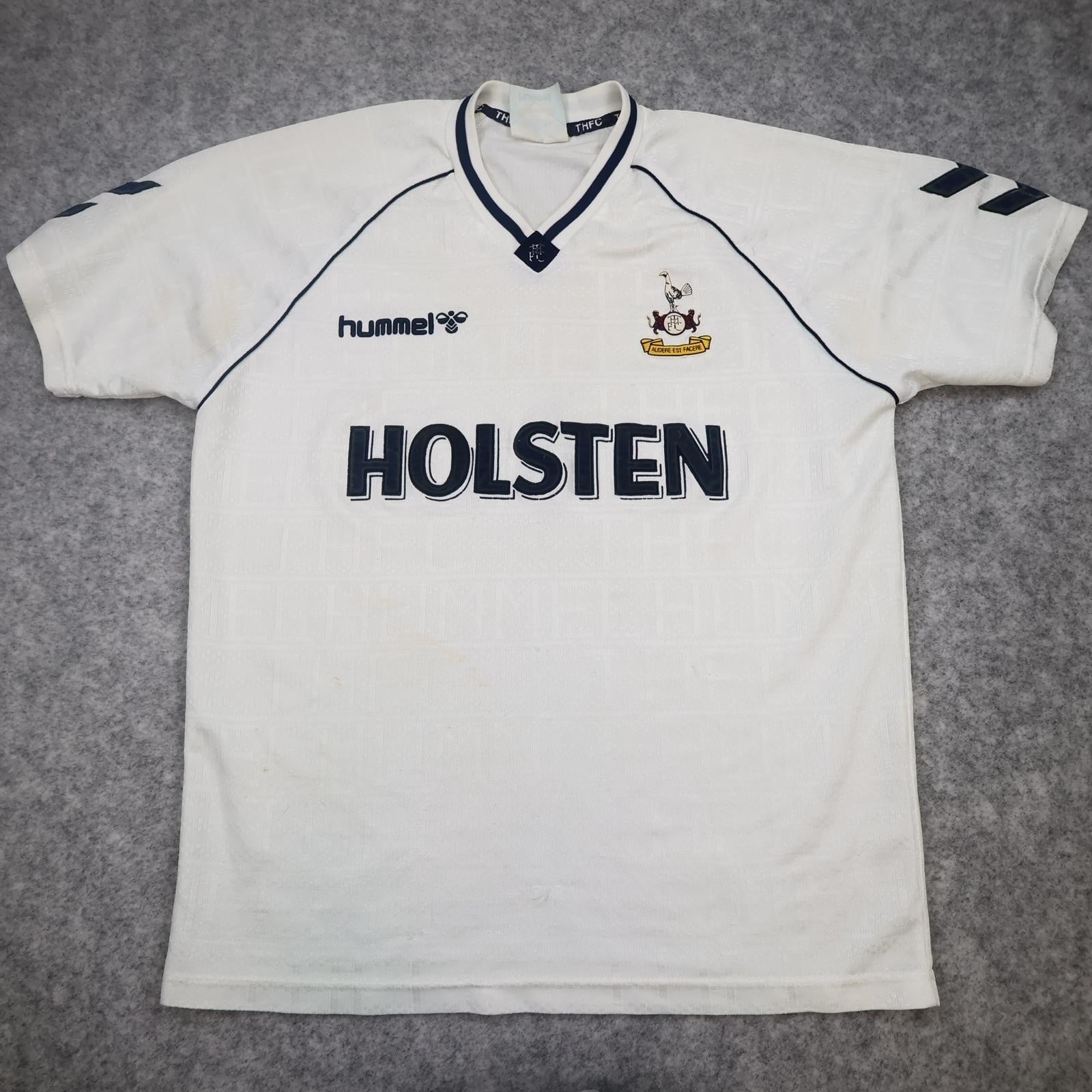 Vintage Tottenham Hotspur Shirt Mens XL White Home 1989 1991 Hummel Holsten