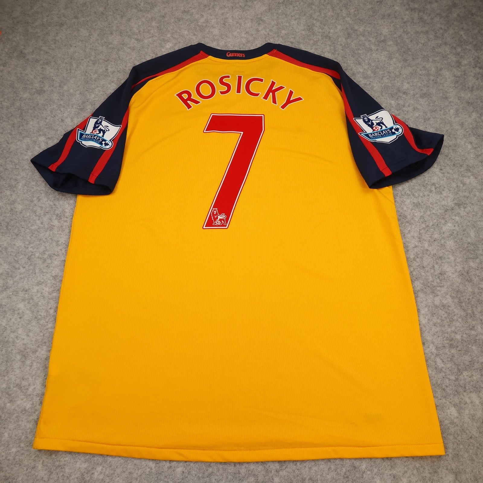 Arsenal Away Shirt Mens XL Yellow 2008 2009 Nike Rosicky 7 Soccer Jersey