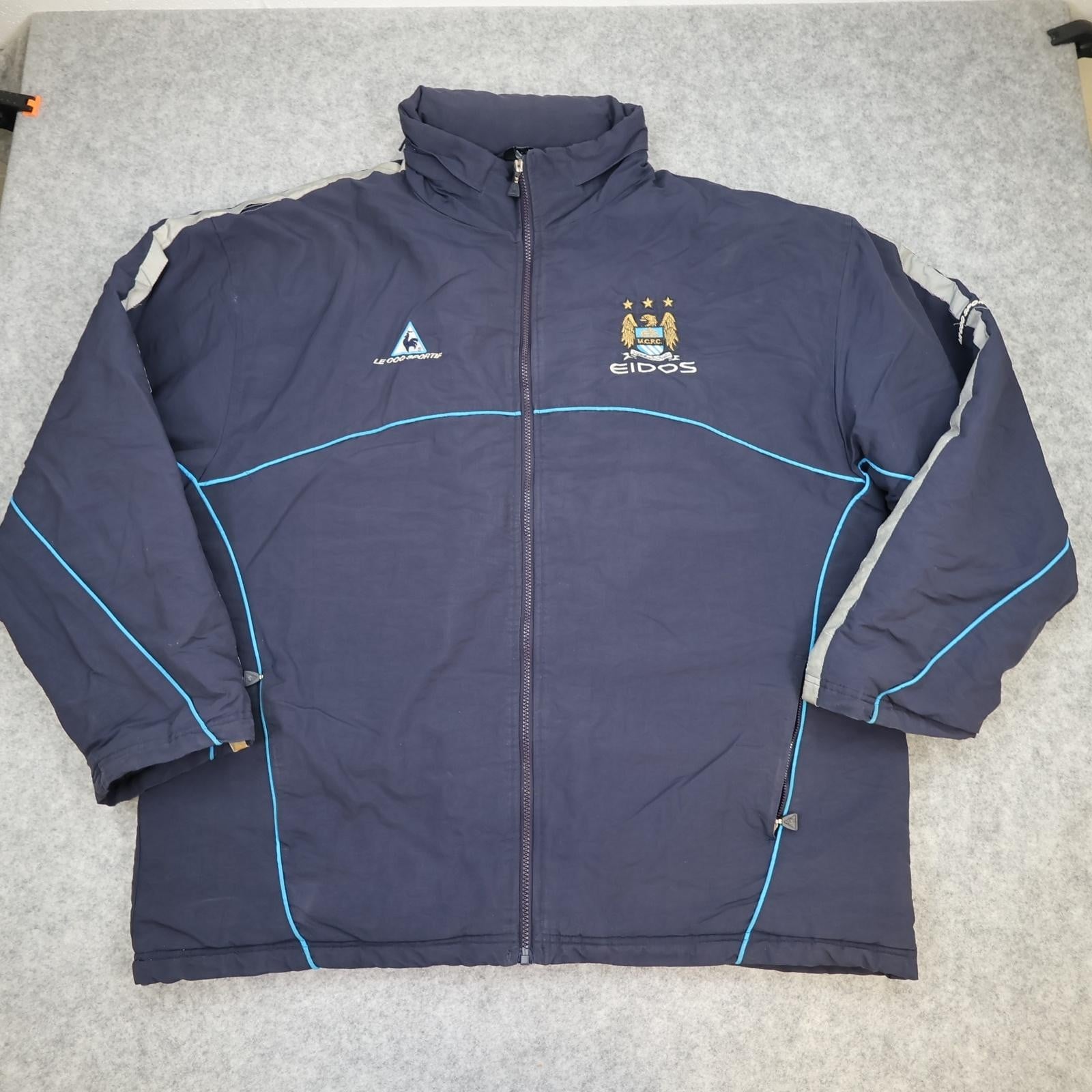Vintage Manchester City Jacket Mens 2XL Navy EPL 2002 2003 Le Coq Sportif Eidos