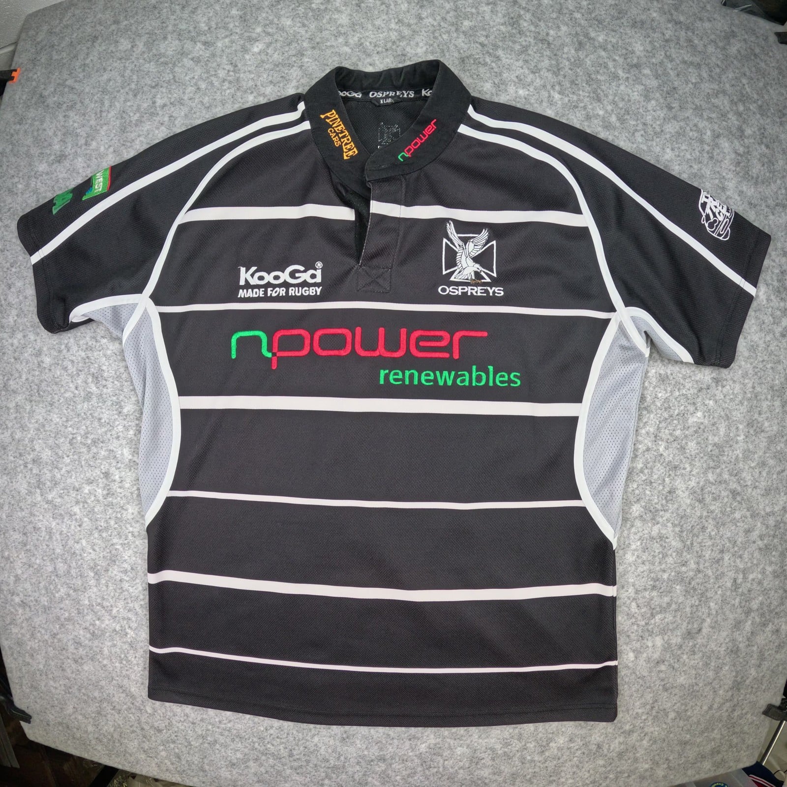 Ospreys Rugby Shirt Extra Large Black Home Kooga Short Sleeve Button Rugby Union