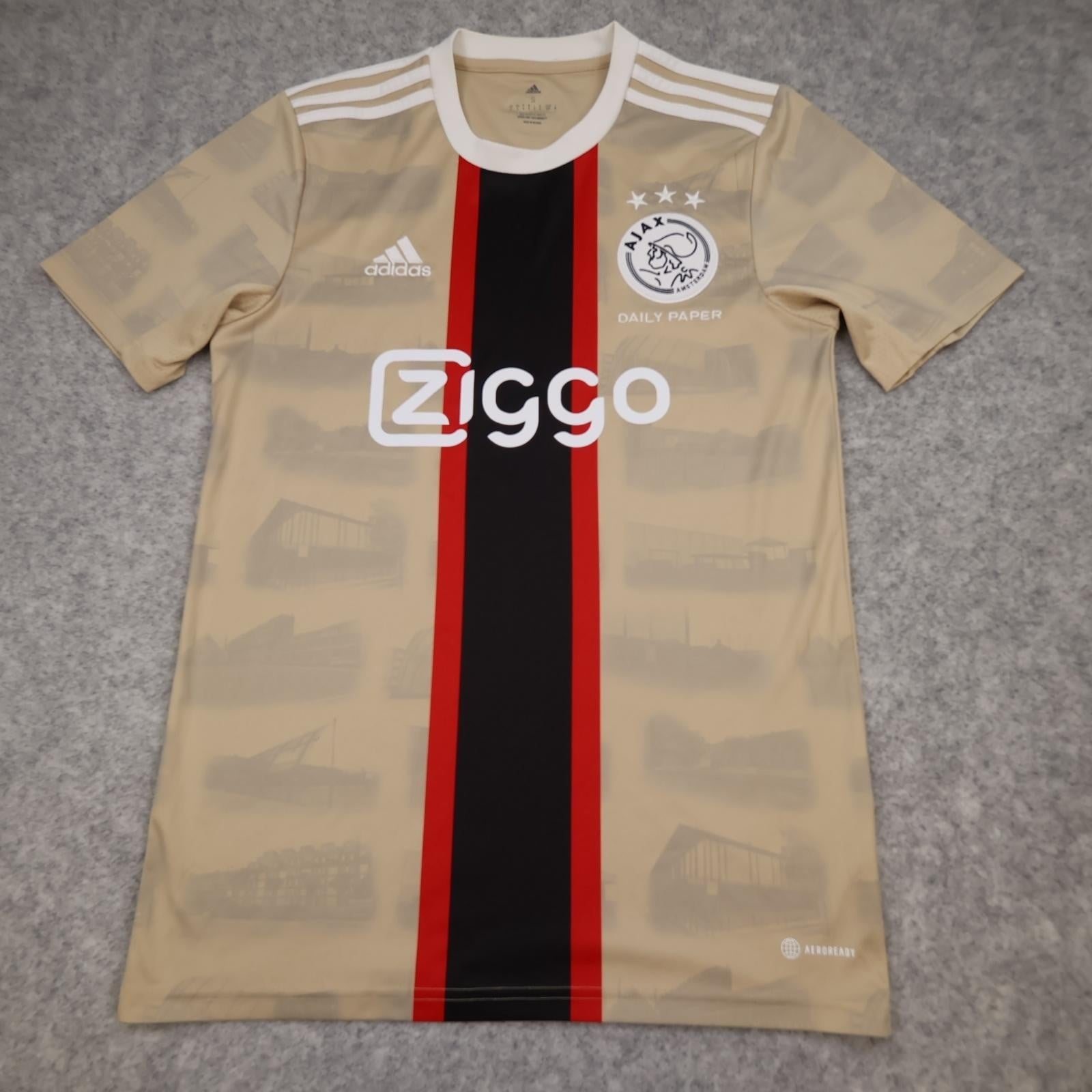 Ajax Shirt Mens Small Beige Daily Paper 2022 2023 Football Adidas Ziggo Jersey