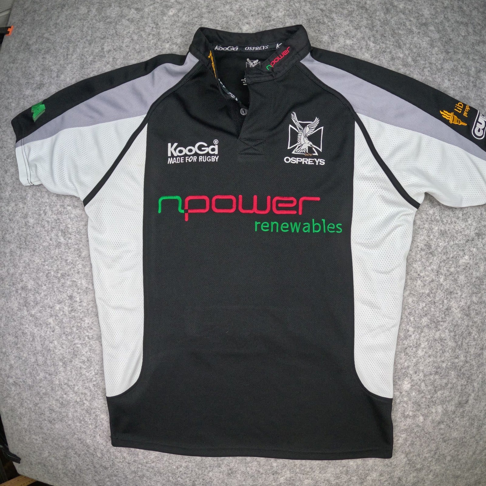 Ospreys Rugby Shirt Medium Black Home 2005-06 KooGa Rugby Union