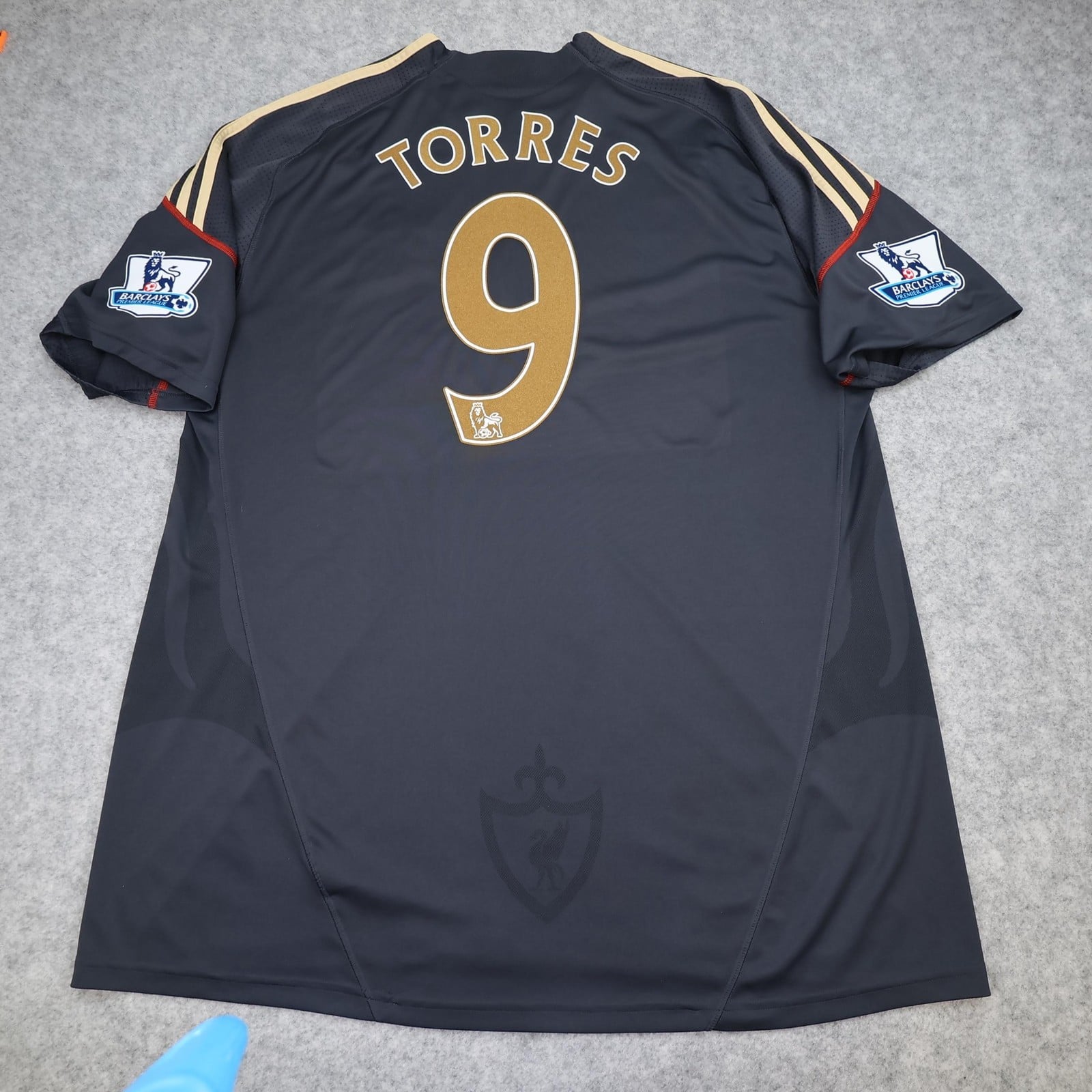 Liverpool Shirt Mens 3XL Black 2009 2010 Football Adidas Torres 9 Soccer Jersey