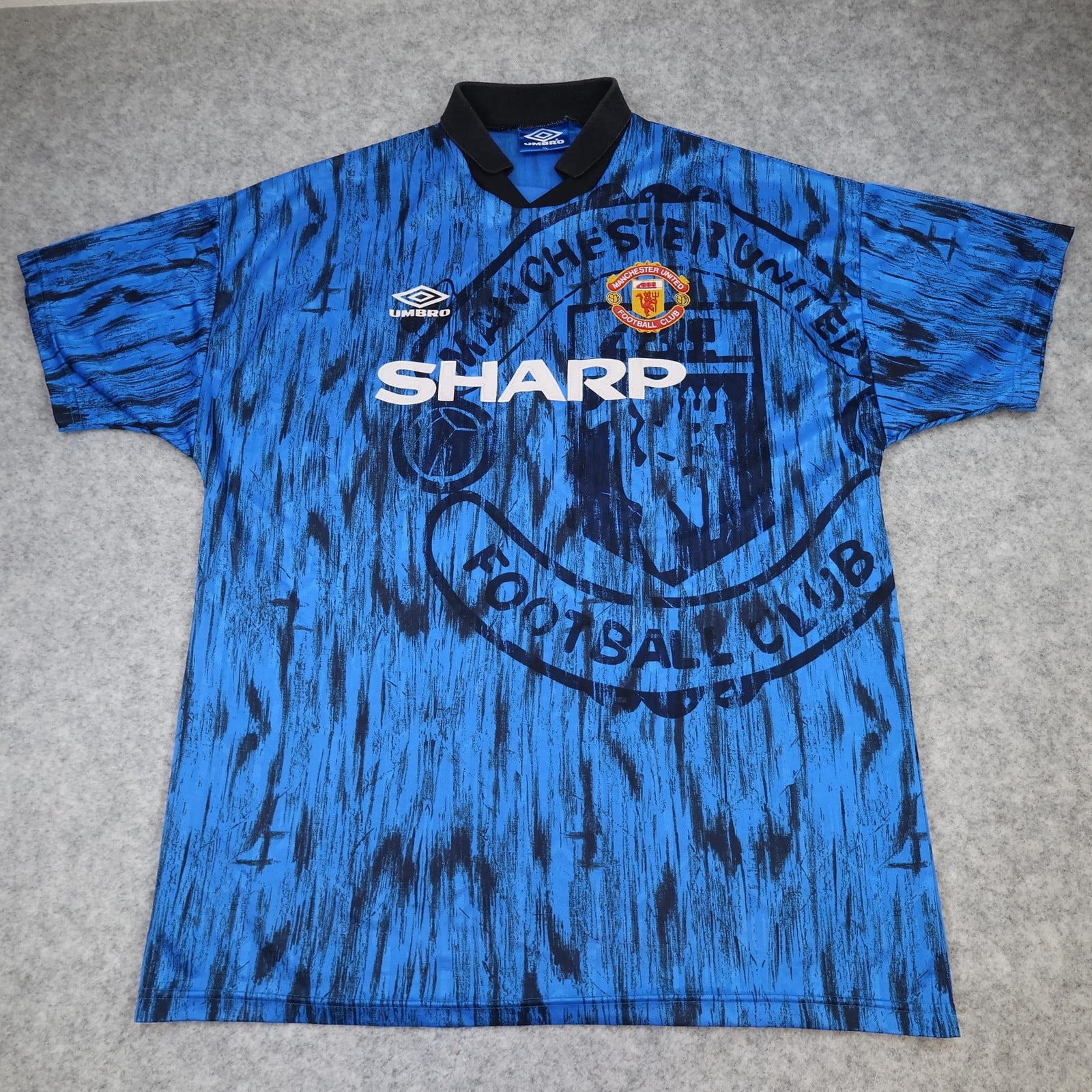 Vintage Manchester United Shirt Mens XL Blue 3rd 1990 1992 Umbro Sharp Jersey