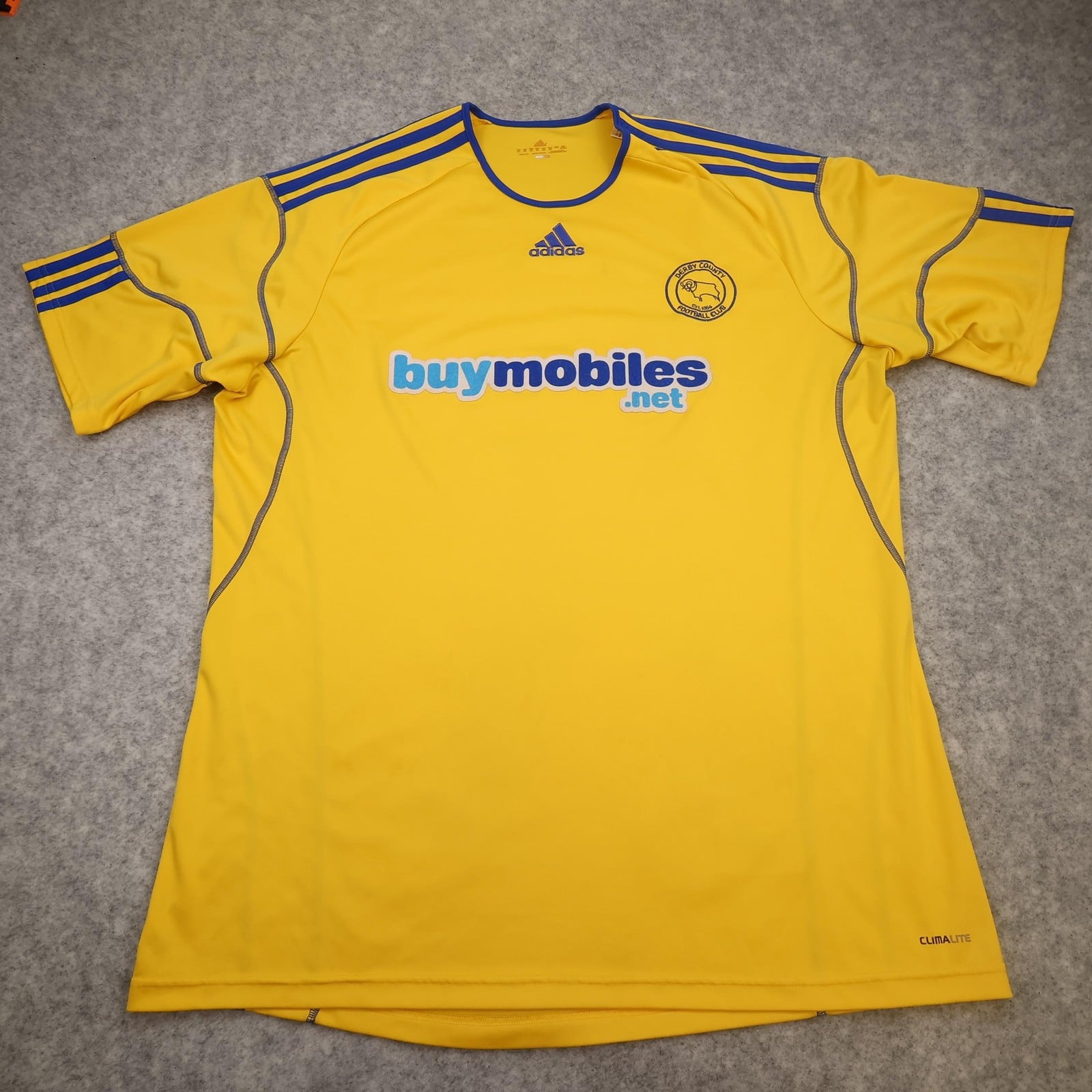 Derby County Shirt Mens 2XL Yellow Away 2010 2011 Football Adidas Buymobiles