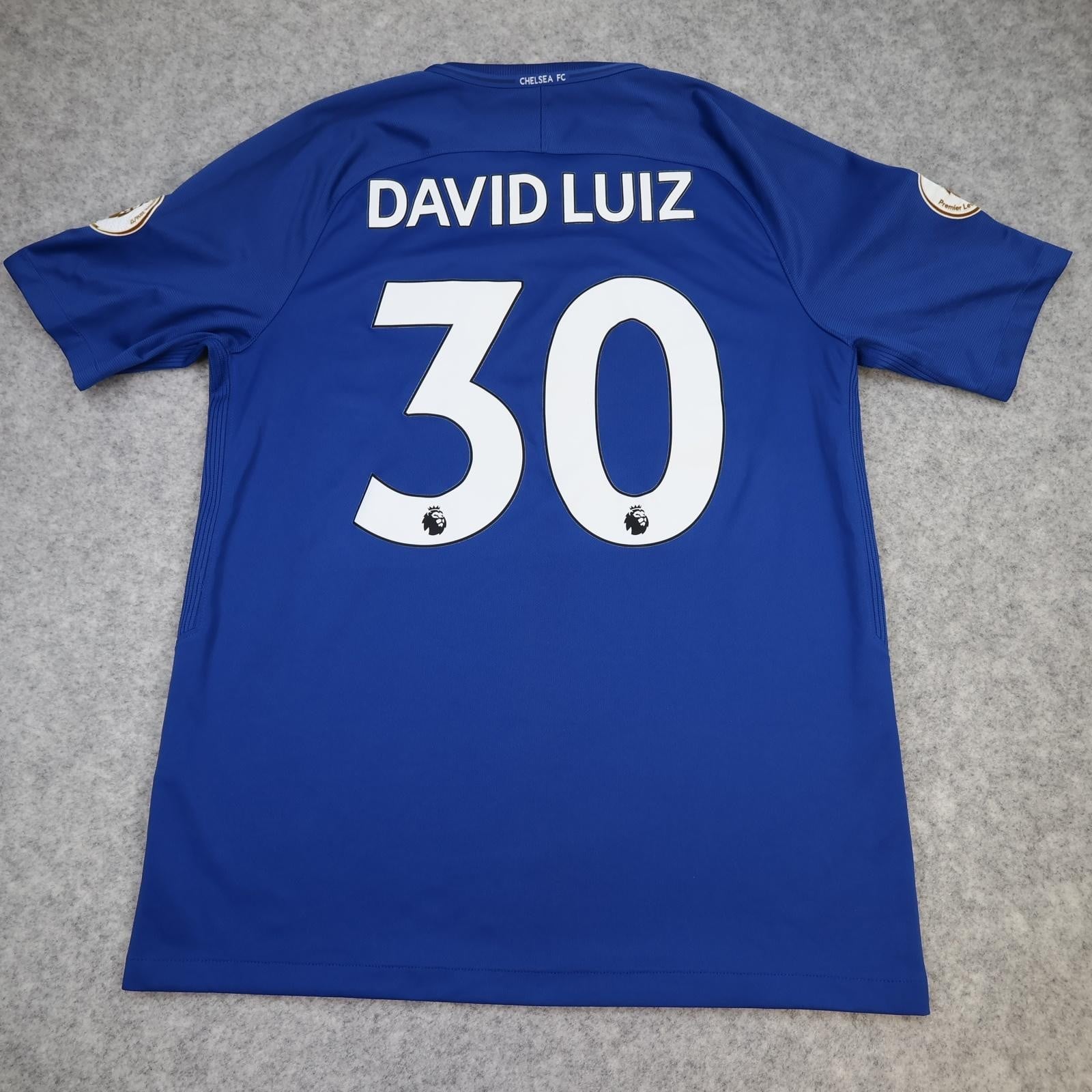 Chelsea Shirt Mens Large Blue Home 2017 2018 Football Nike David Luiz 30 Jersey