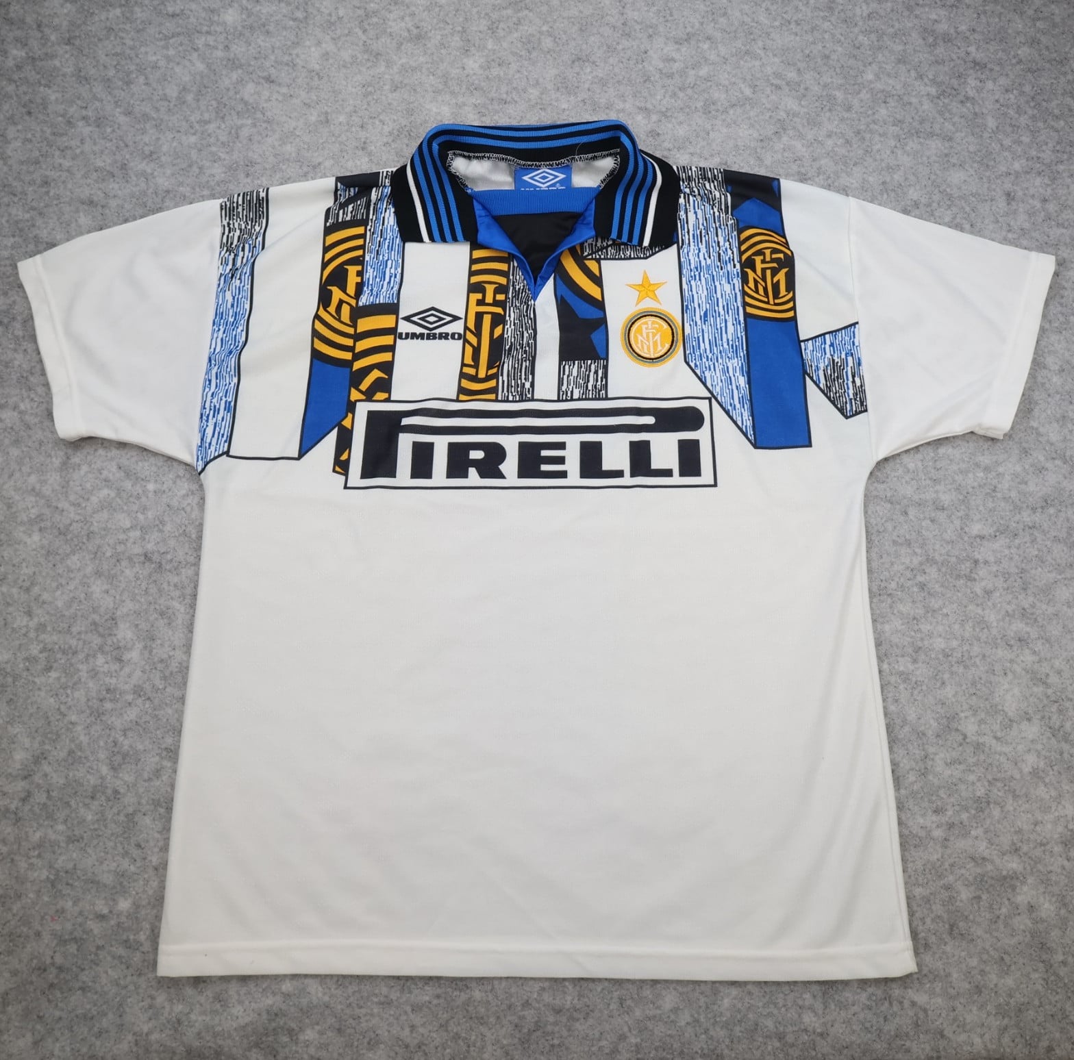 Vintage Inter Milan Shirt Large White Third Umbro Football Jersey 1995 1996