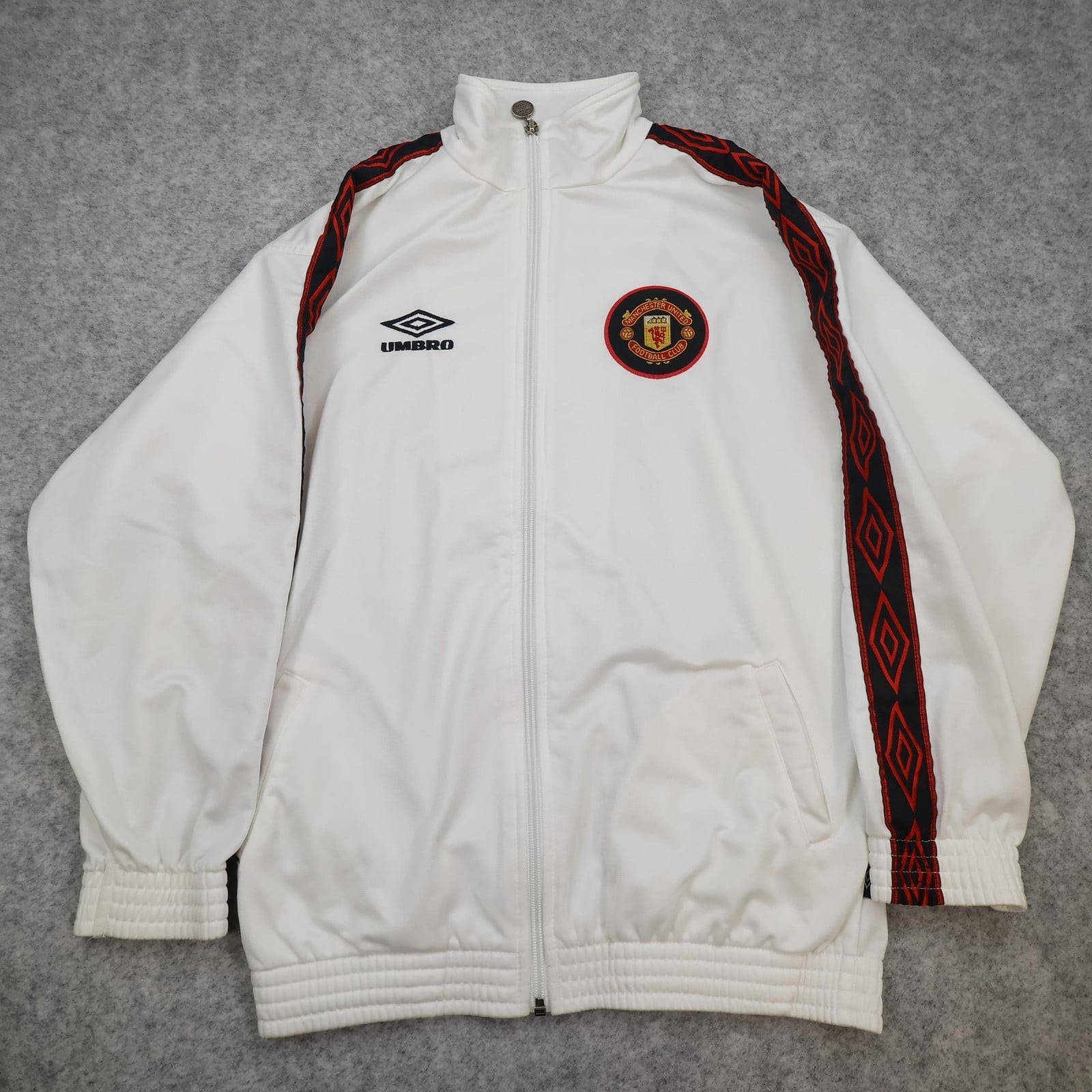 Vintage Manchester United Jacket Youth 11-13 Years White Umbro 90s 1996 1997