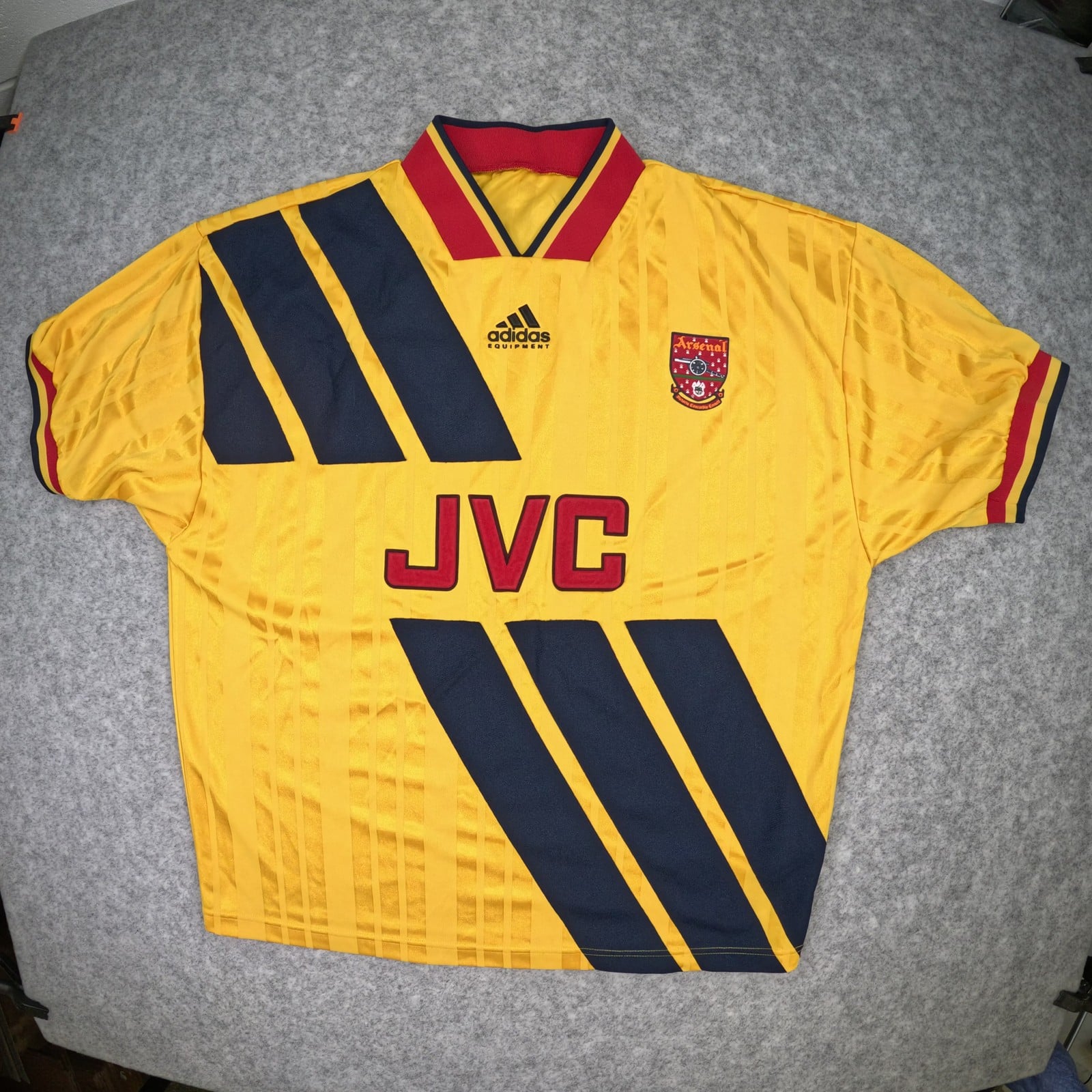 Arsenal Football Shirt Yellow Large Away 1993 1994 Adidas Official Re Release