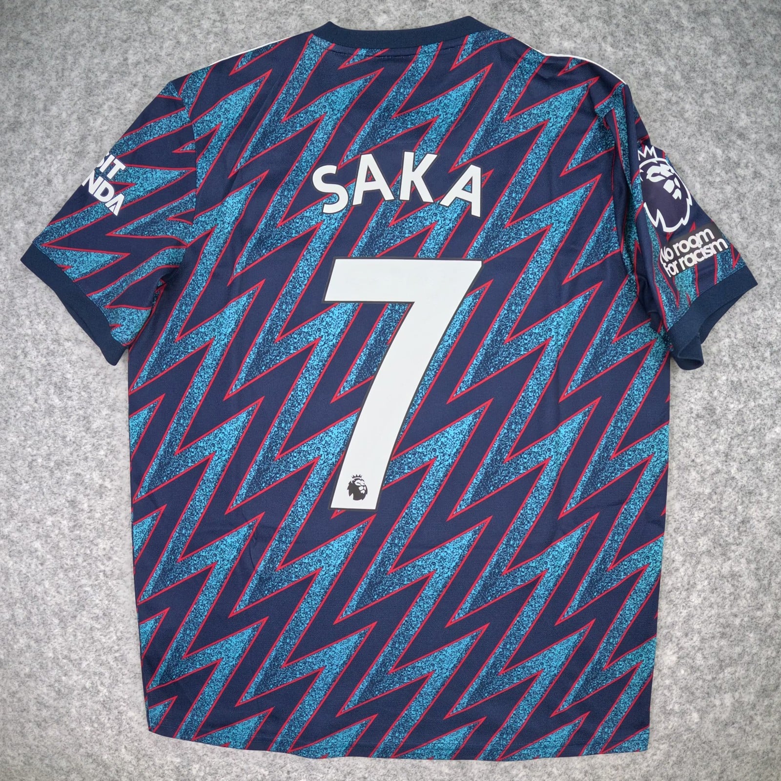 Arsenal Football Shirt Medium Blue Third 2021 22 adidas Saka 7 Soccer Jersey