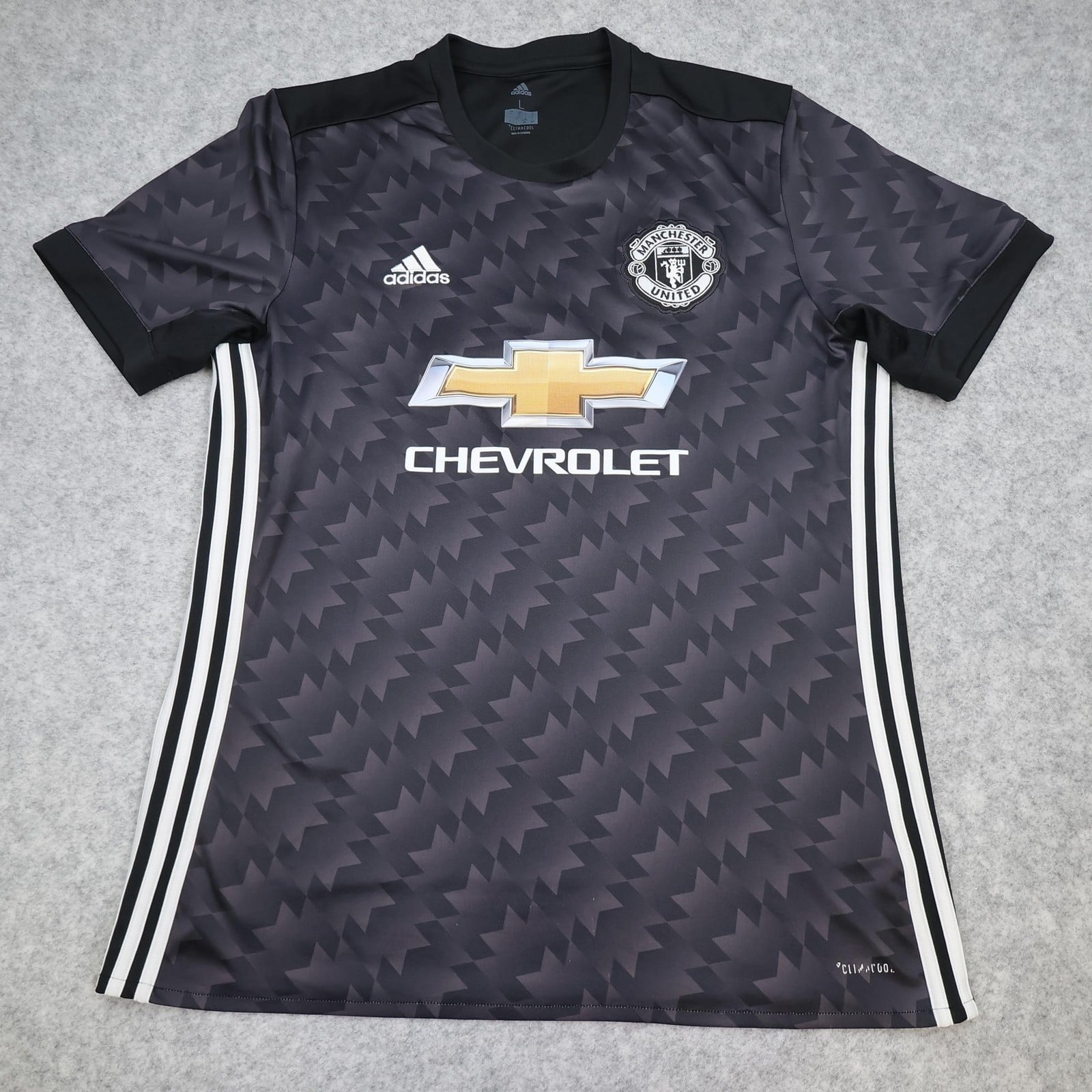 Manchester United Away Shirt Mens Large Black 2017 2018 Adidas Chevrolet Jersey