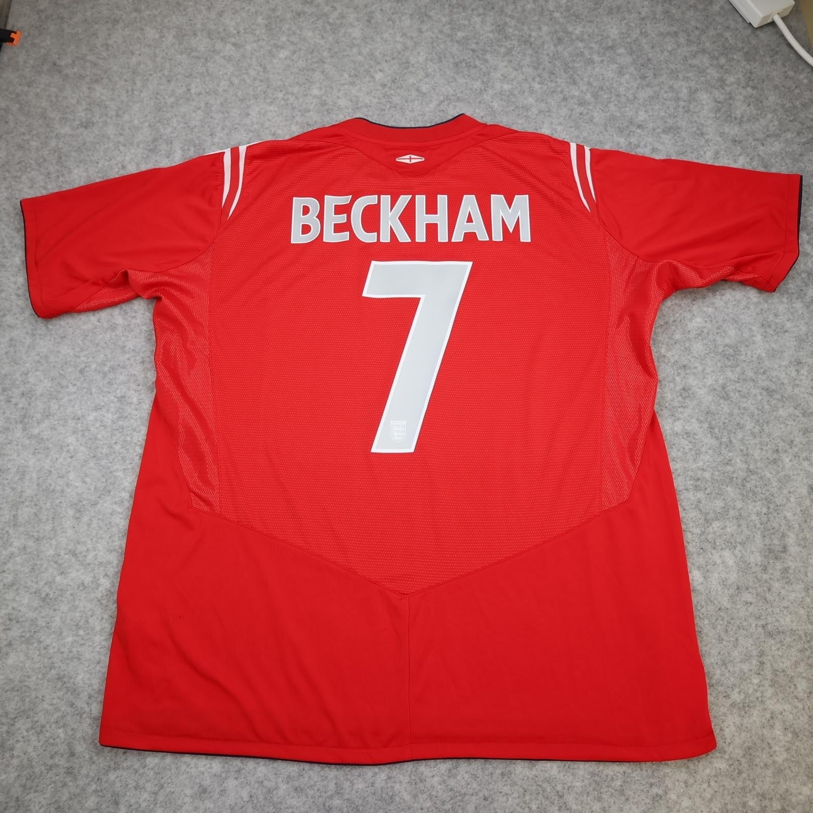 Vintage England Away Shirt Mens XXL Red 2004 2006 Football Umbro Beckham 7 Top