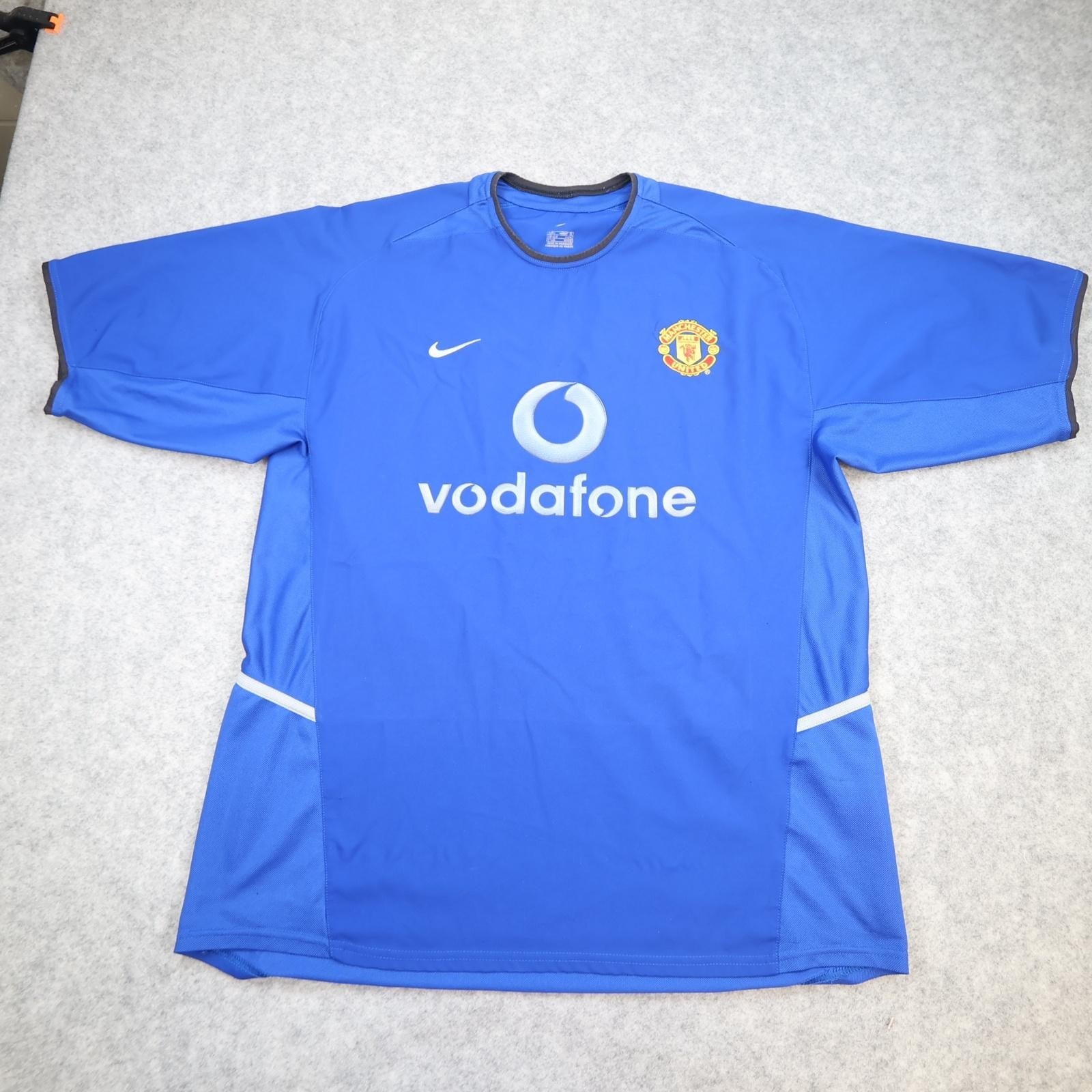 Vintage Manchester United Shirt Mens Large Blue 3rd Kit 2002 2003 Nike Vodafone