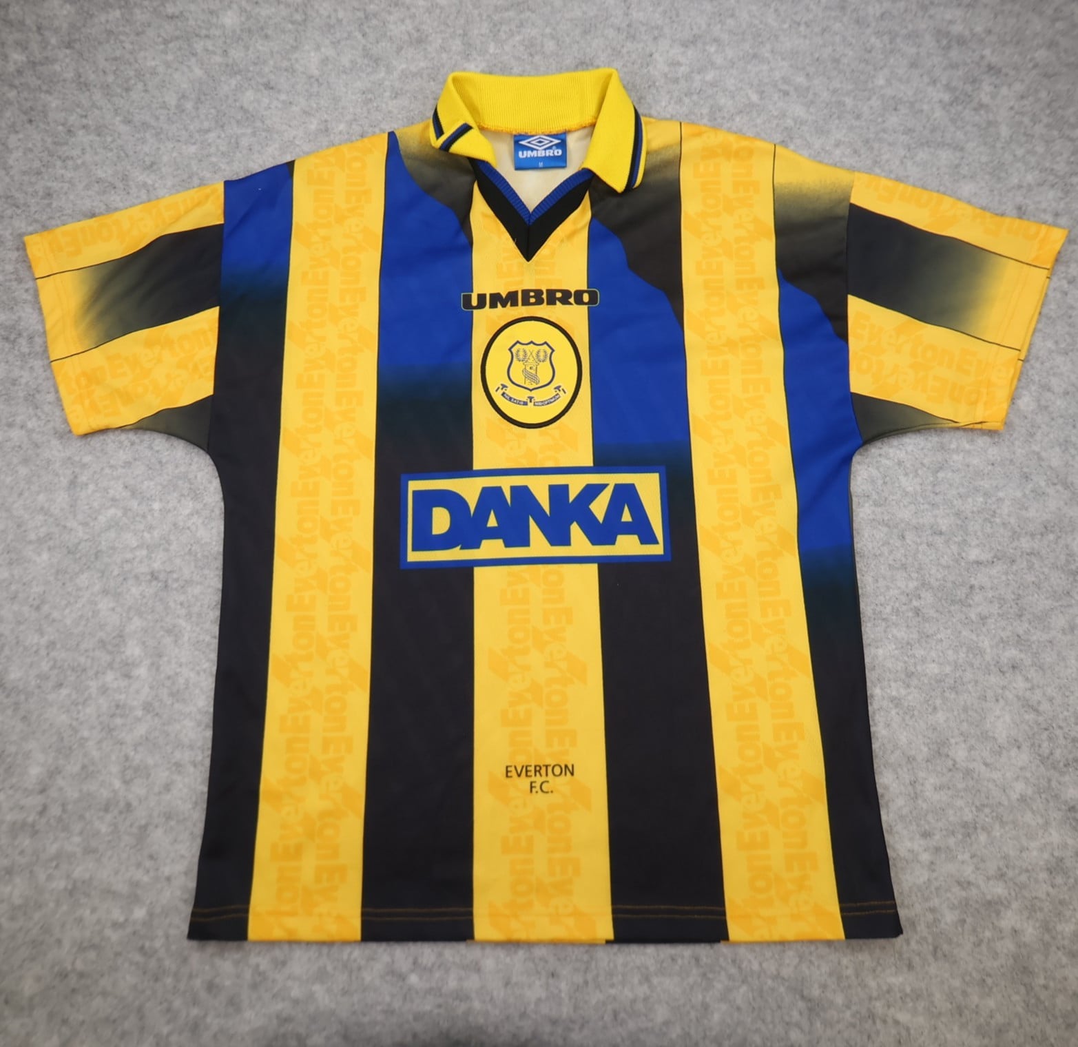 Vintage Everton Shirt Medium Yellow Away Kit 1996 1998 Away Soccer Jersey Danka