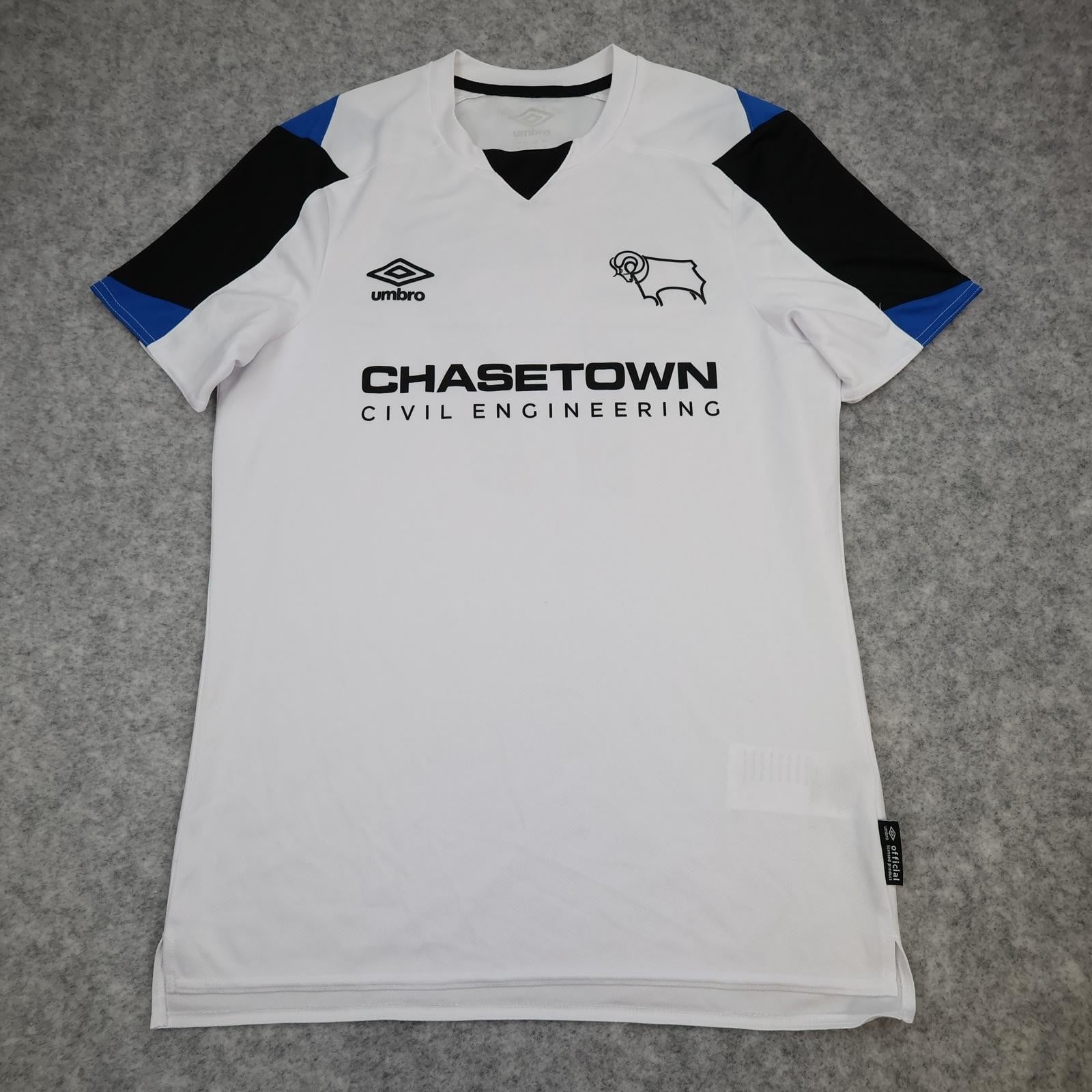Derby County Shirt Mens Medium White Home 2018 2019 EPL Football Umbro 17